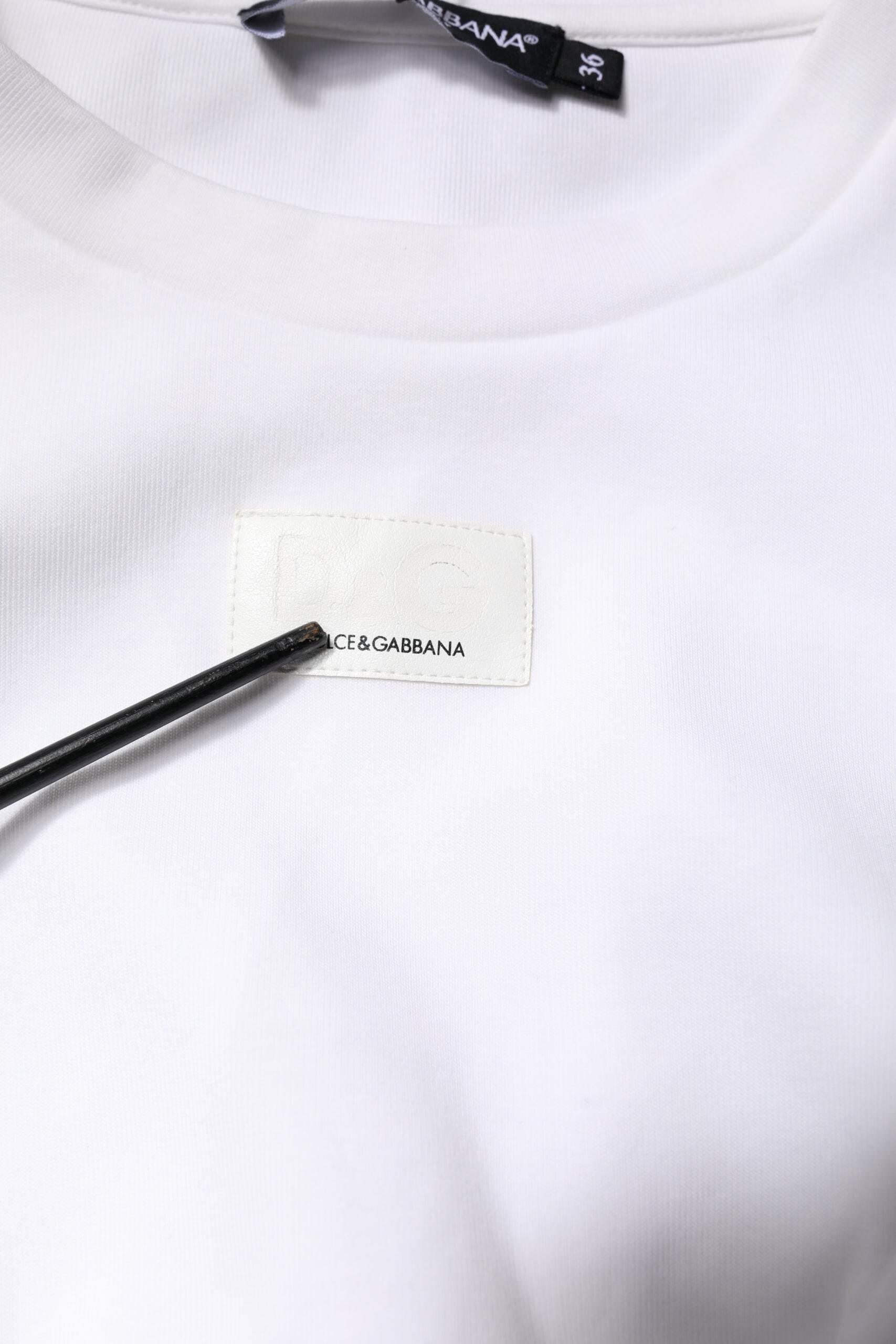 Dolce & Gabbana White Cotton Blend 3/4 Sleeves Blouse Top - Hilstor