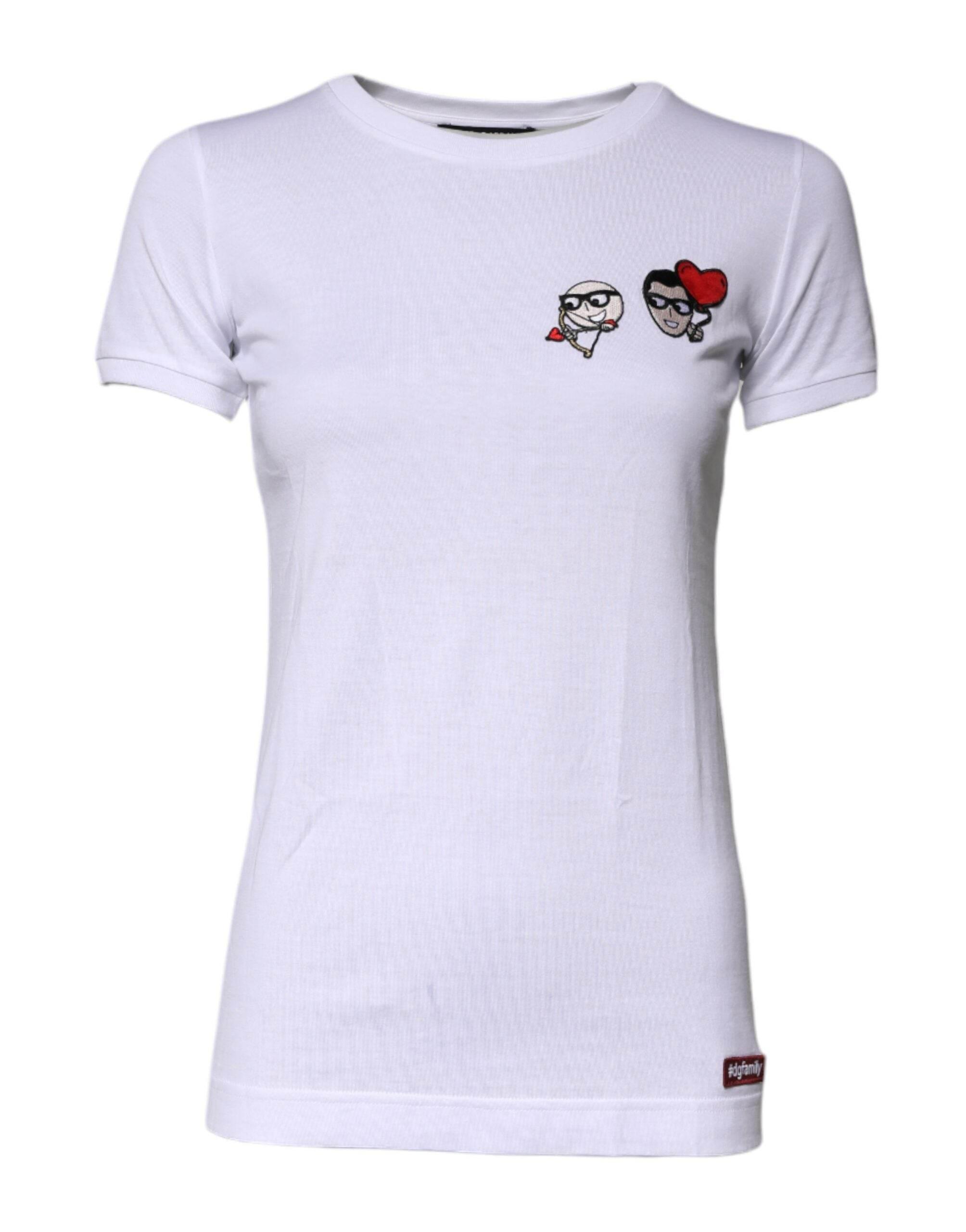 Dolce & Gabbana White #DGFAMILY Cotton Embroidery T-shirt - Hilstor