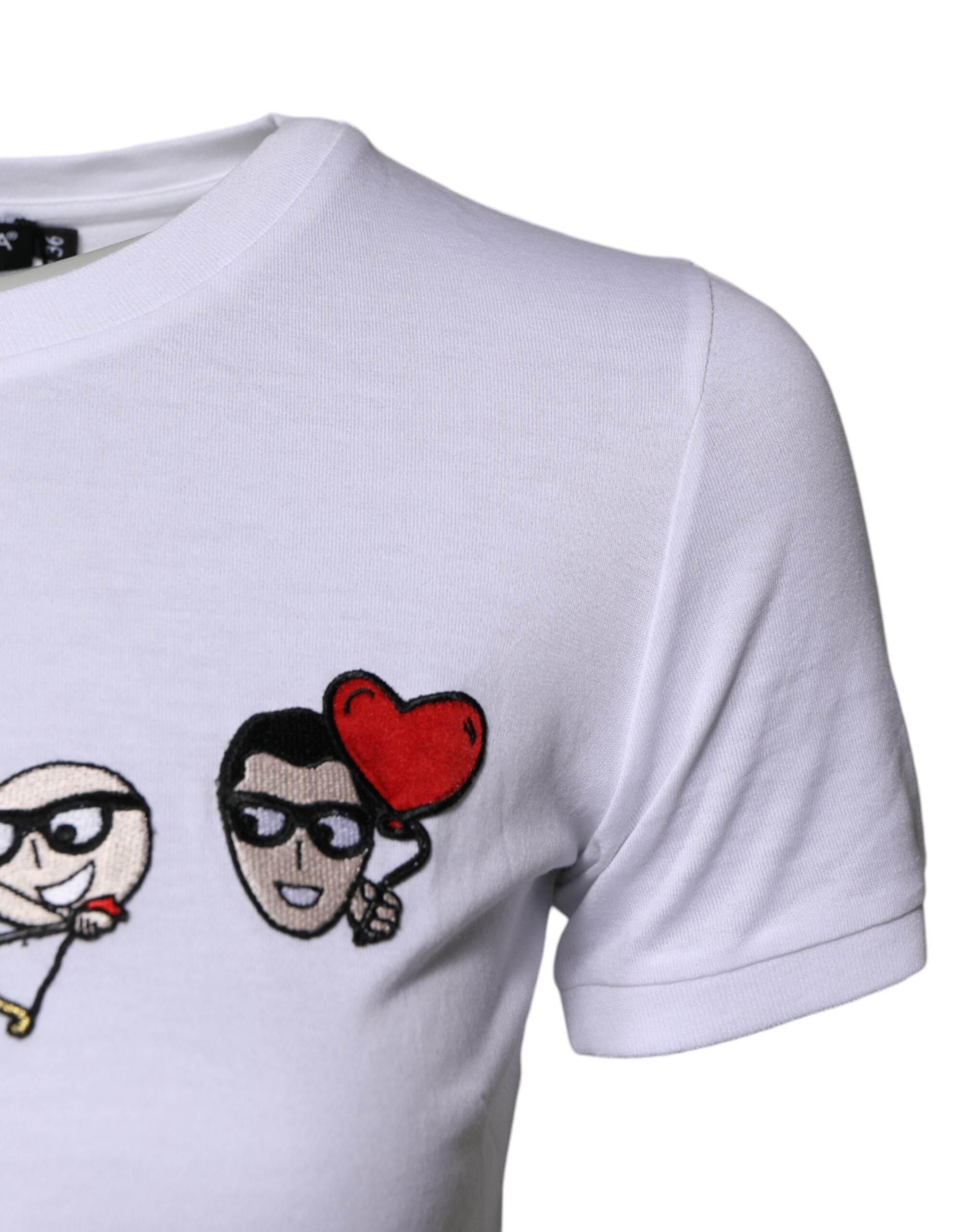 Dolce & Gabbana White #DGFAMILY Cotton Embroidery T-shirt - Hilstor
