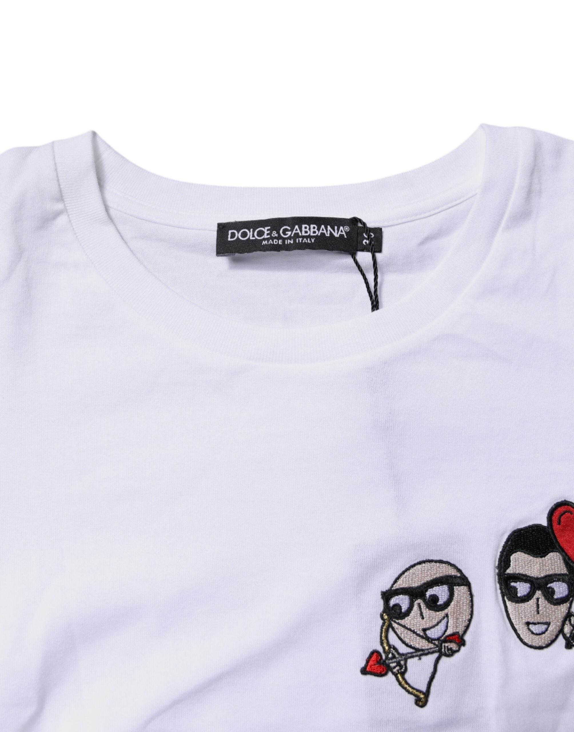 Dolce & Gabbana White #DGFAMILY Cotton Embroidery T-shirt - Hilstor