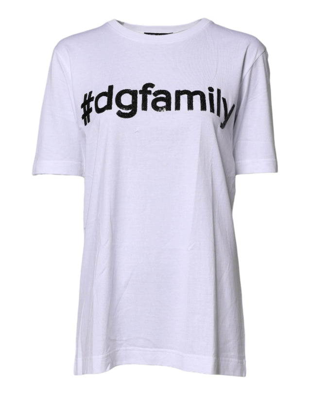 Dolce & Gabbana White #DGFAMILY Embroidery Cotton T-shirt - Hilstor