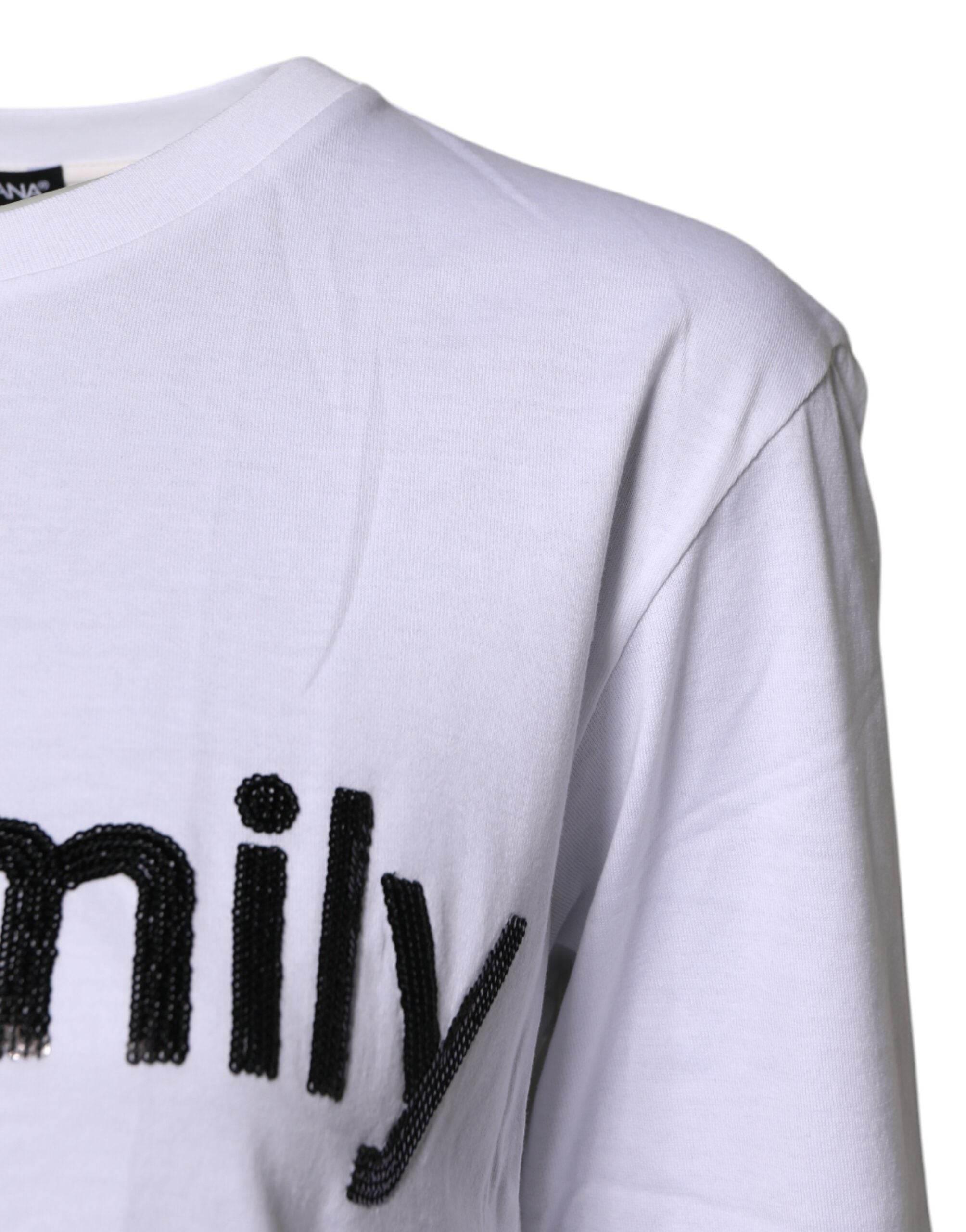 Dolce & Gabbana White #DGFAMILY Embroidery Cotton T-shirt - Hilstor