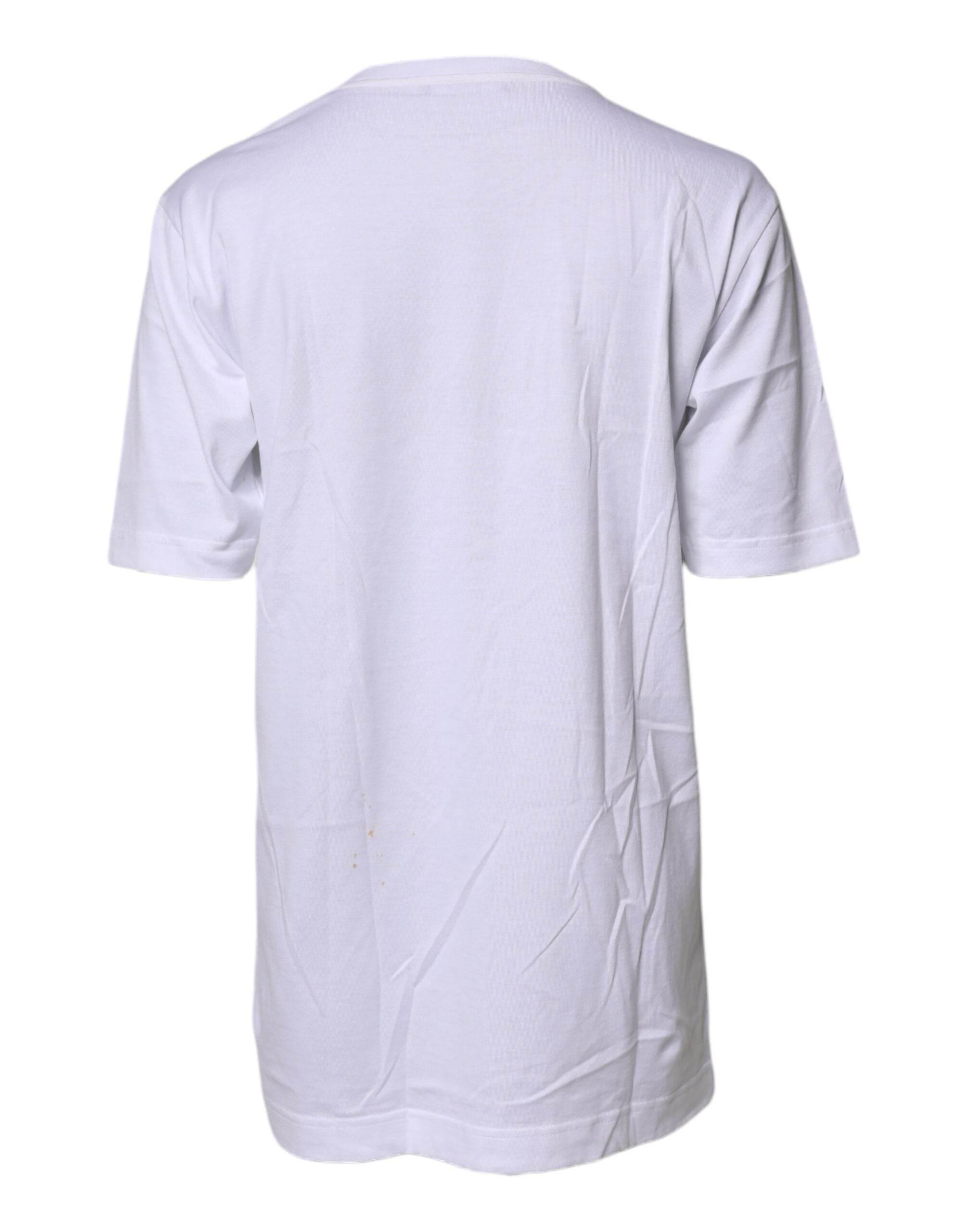 Dolce & Gabbana White #DGFAMILY Embroidery Cotton T-shirt - Hilstor