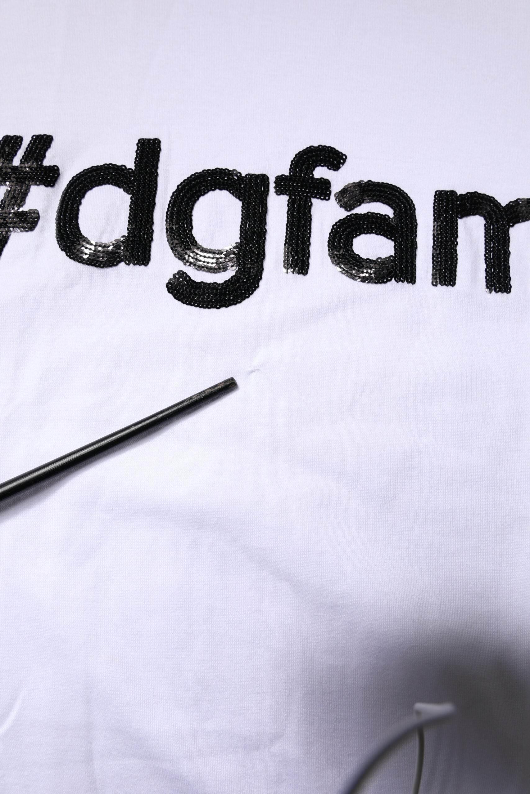 Dolce & Gabbana White #DGFAMILY Embroidery Cotton T-shirt - Hilstor