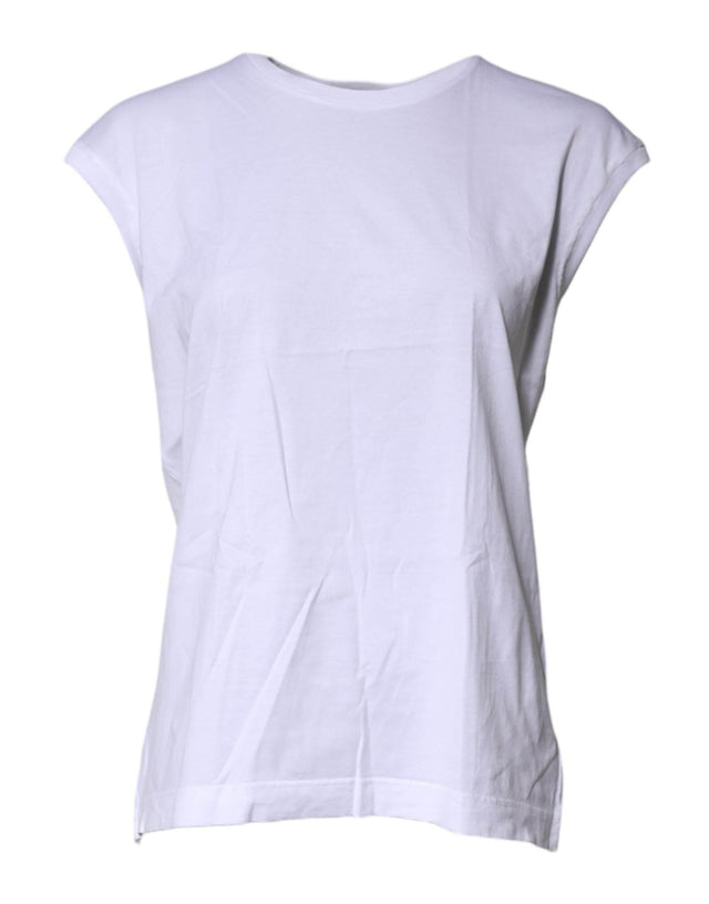 Dolce & Gabbana White Cotton Sleeveless Round Neck Tank Top - Hilstor