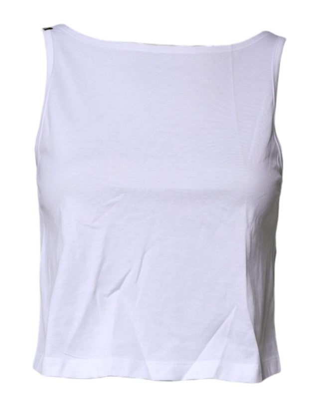 Dolce & Gabbana White Cotton Sleeveless Round Neck Tank Top - Hilstor