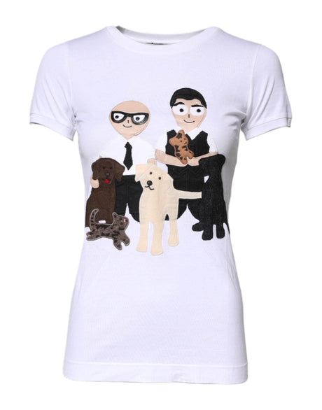 Dolce & Gabbana White Cotton #DGFAMILY Embroidery T-shirt - Hilstor