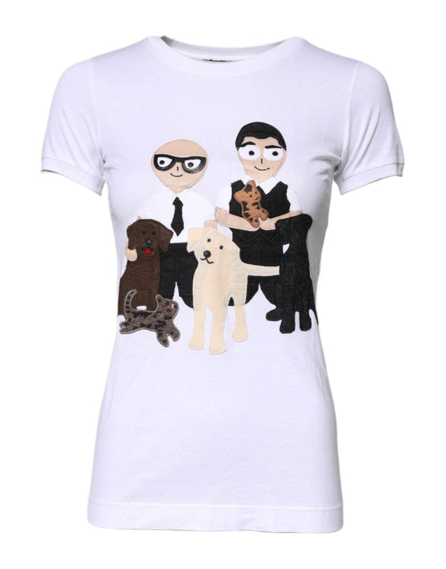 Dolce & Gabbana White Cotton #DGFAMILY Embroidery T-shirt - Hilstor