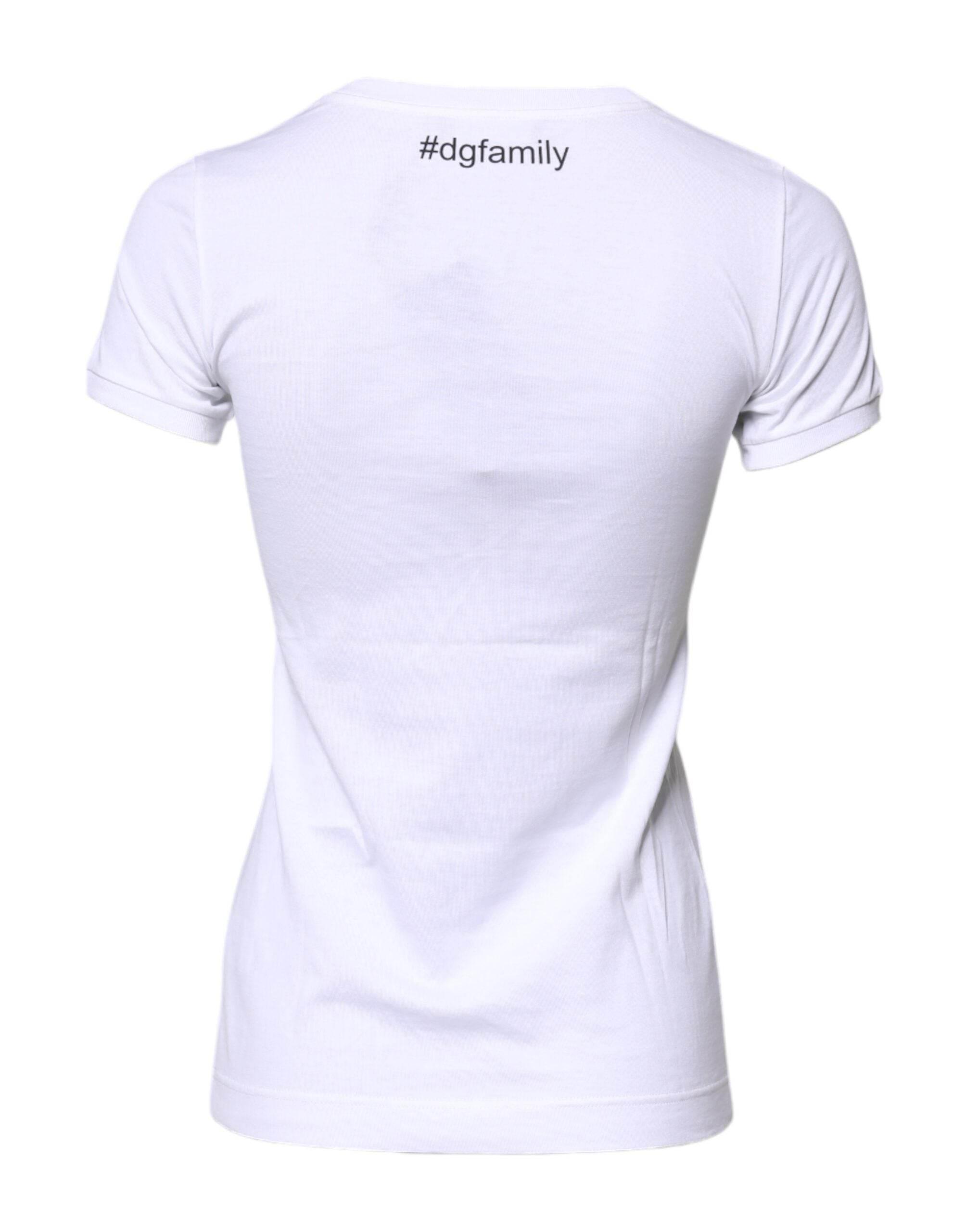 Dolce & Gabbana White Cotton #DGFAMILY Embroidery T-shirt - Hilstor