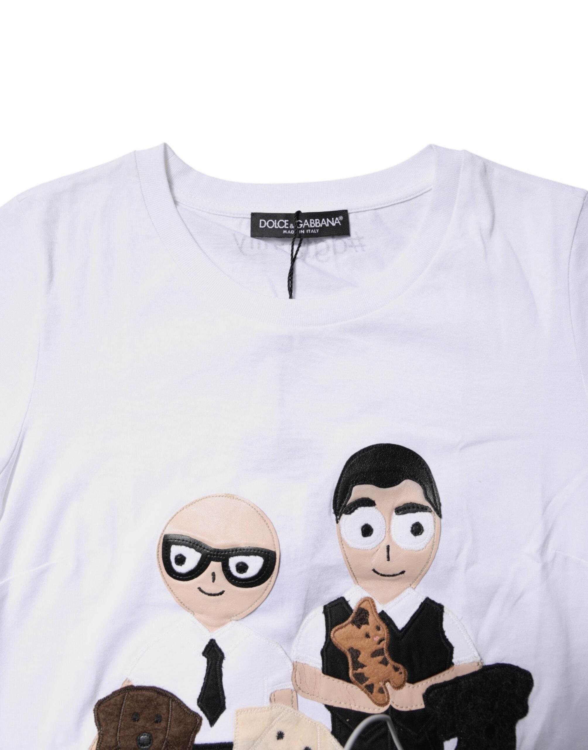 Dolce & Gabbana White Cotton #DGFAMILY Embroidery T-shirt - Hilstor