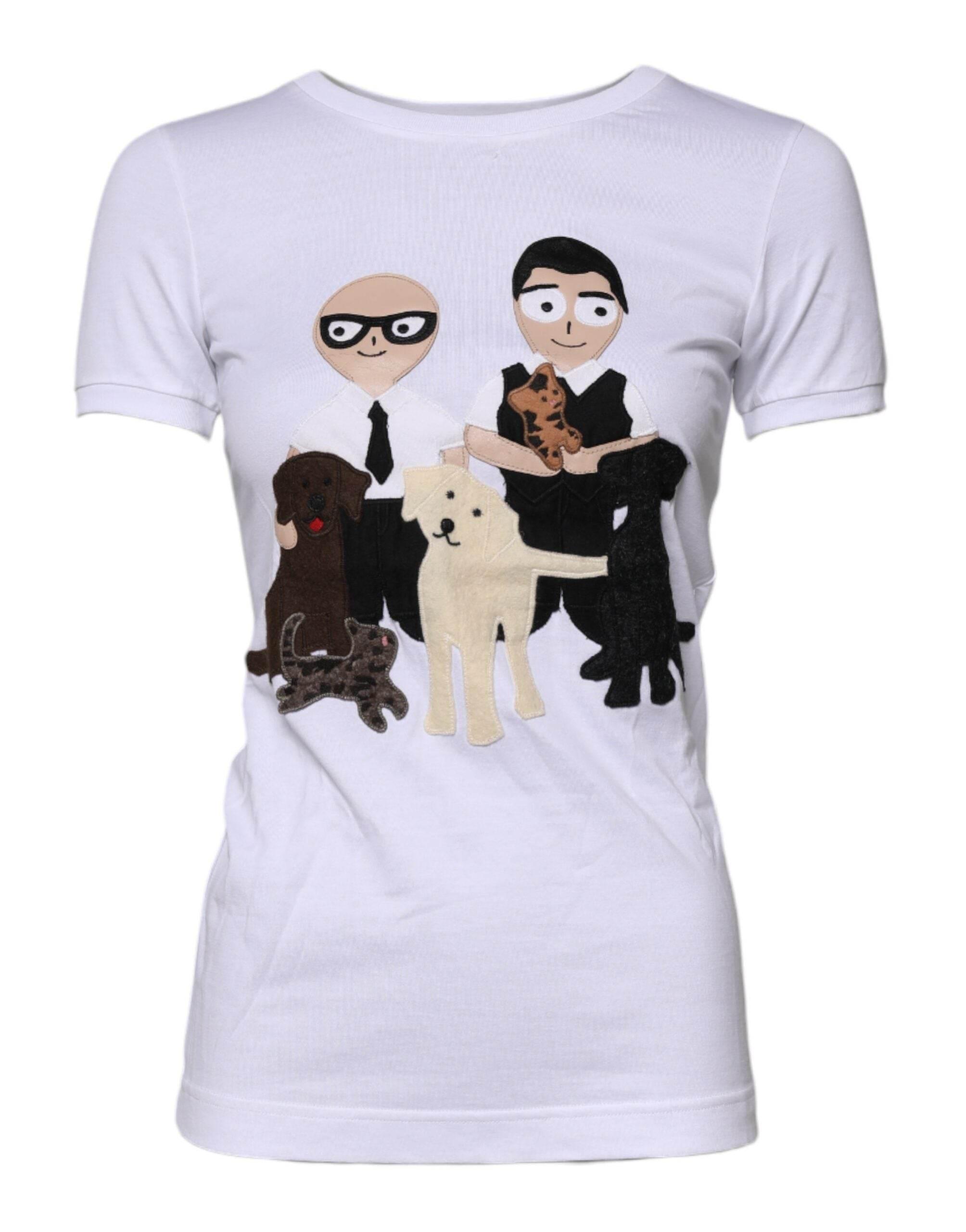 Dolce & Gabbana White #DGFAMILY Embroidery Cotton T-shirt - Hilstor