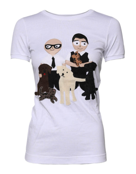 Dolce & Gabbana White #DGFAMILY Embroidery Cotton T-shirt - Hilstor
