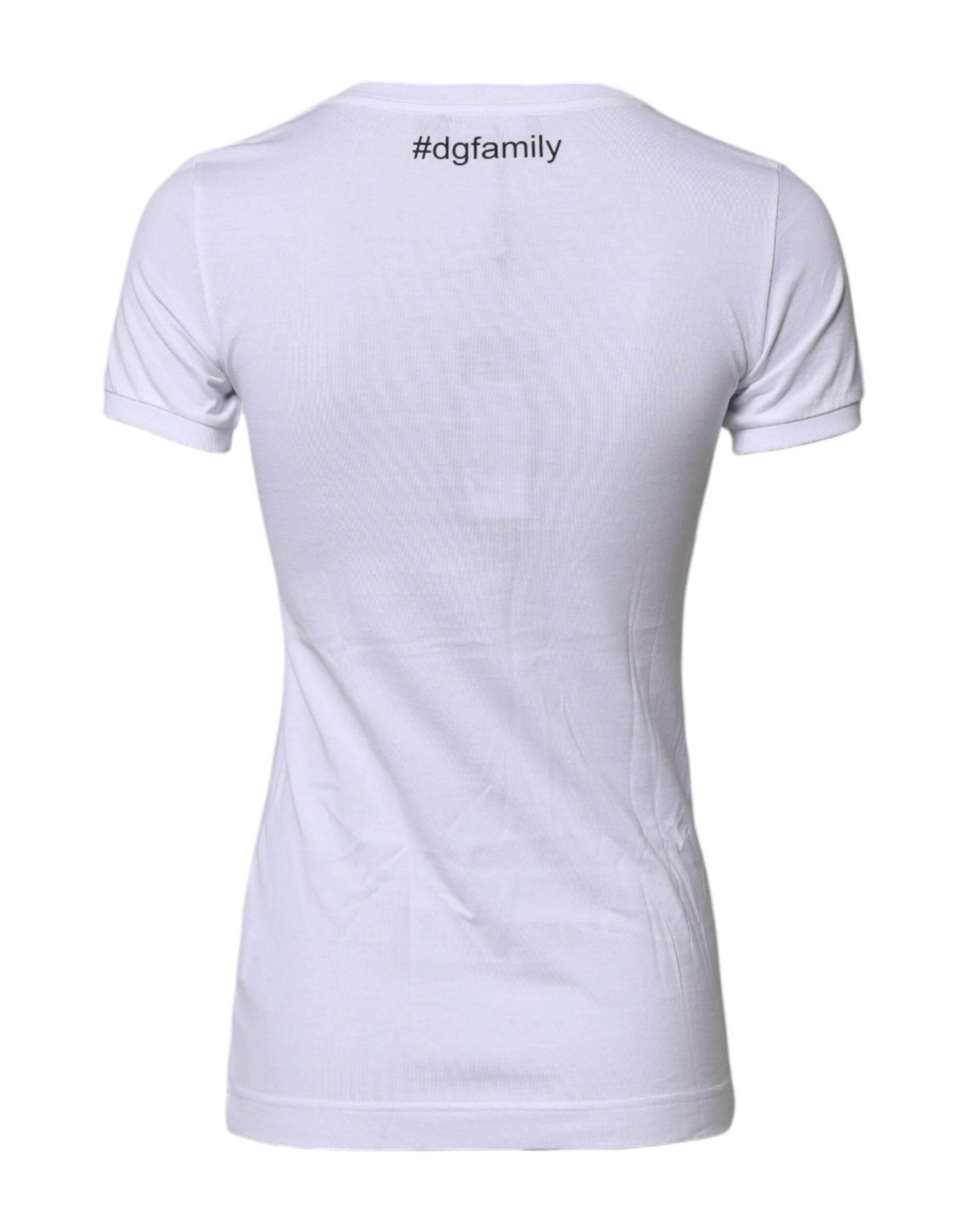 Dolce & Gabbana White #DGFAMILY Embroidery Cotton T-shirt - Hilstor