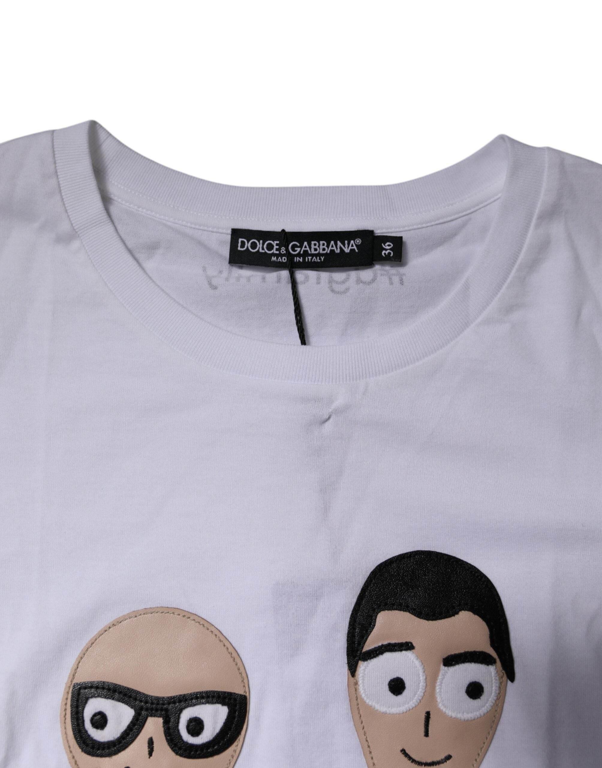 Dolce & Gabbana White #DGFAMILY Embroidery Cotton T-shirt - Hilstor