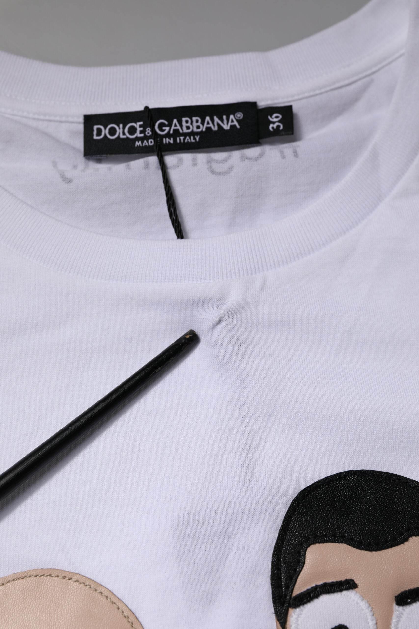 Dolce & Gabbana White #DGFAMILY Embroidery Cotton T-shirt - Hilstor