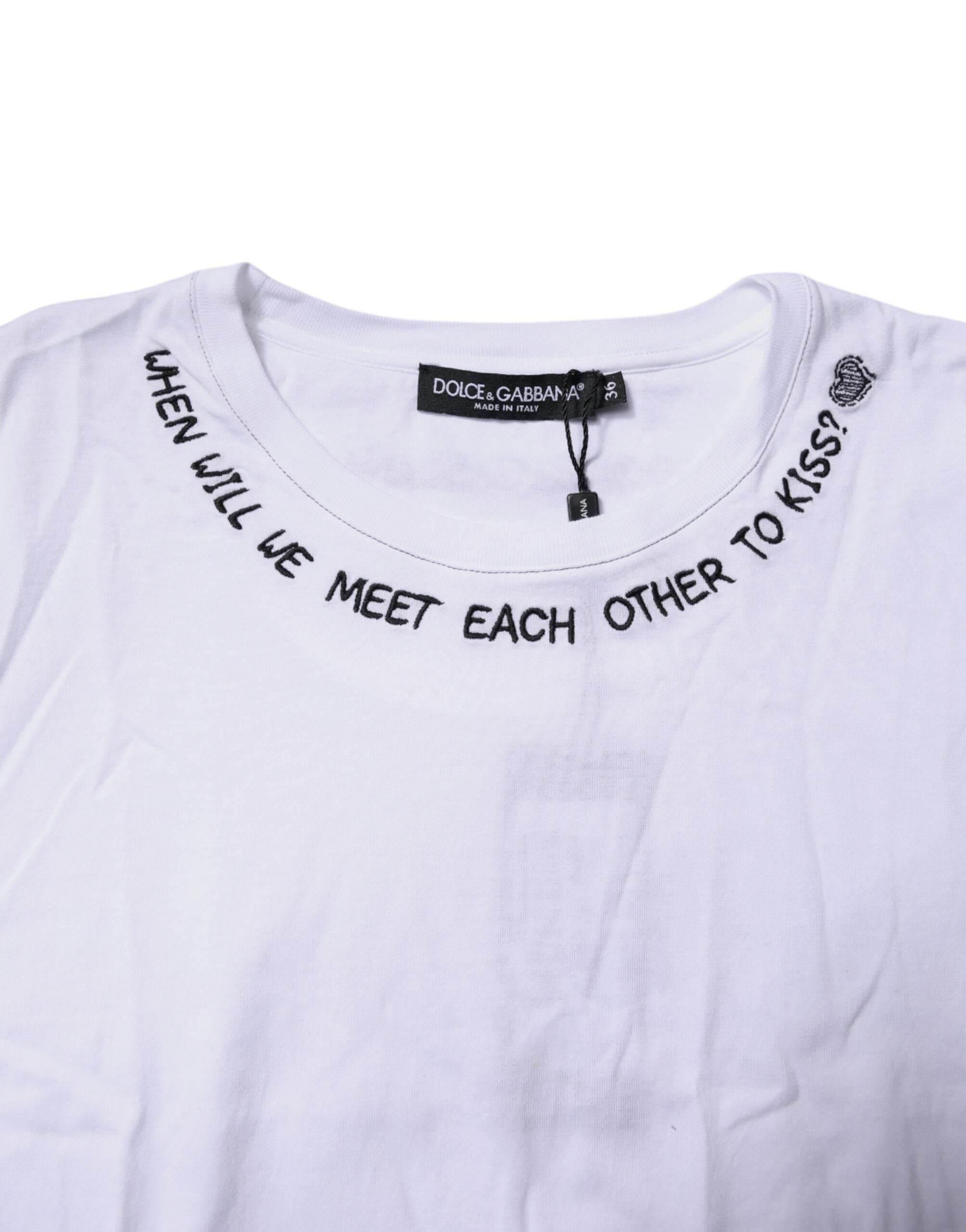 Dolce & Gabbana White Cotton Sleeveless Printed Tank T-shirt - Hilstor