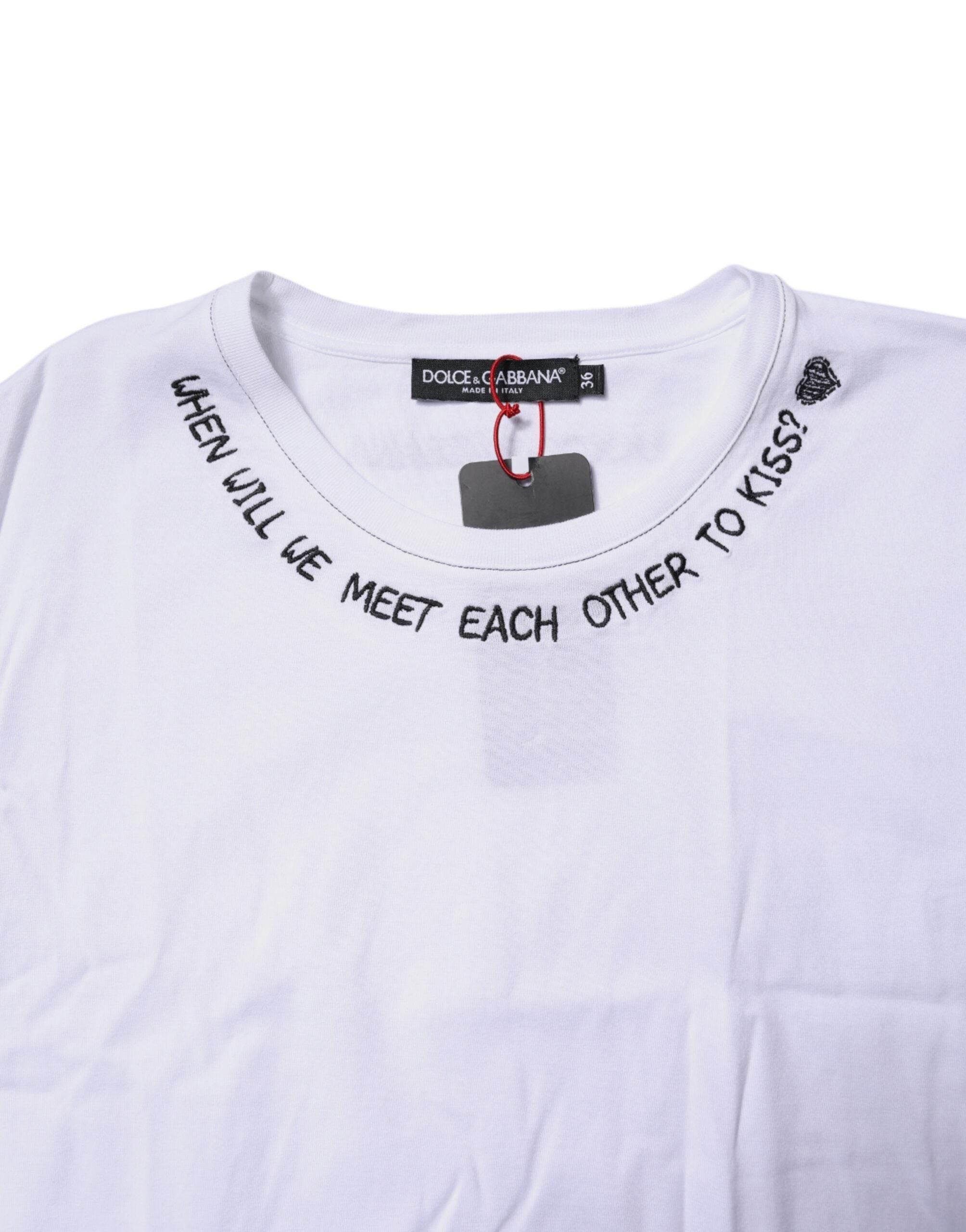 Dolce & Gabbana White Cotton Sleeveless Printed Tank T-shirt - Hilstor