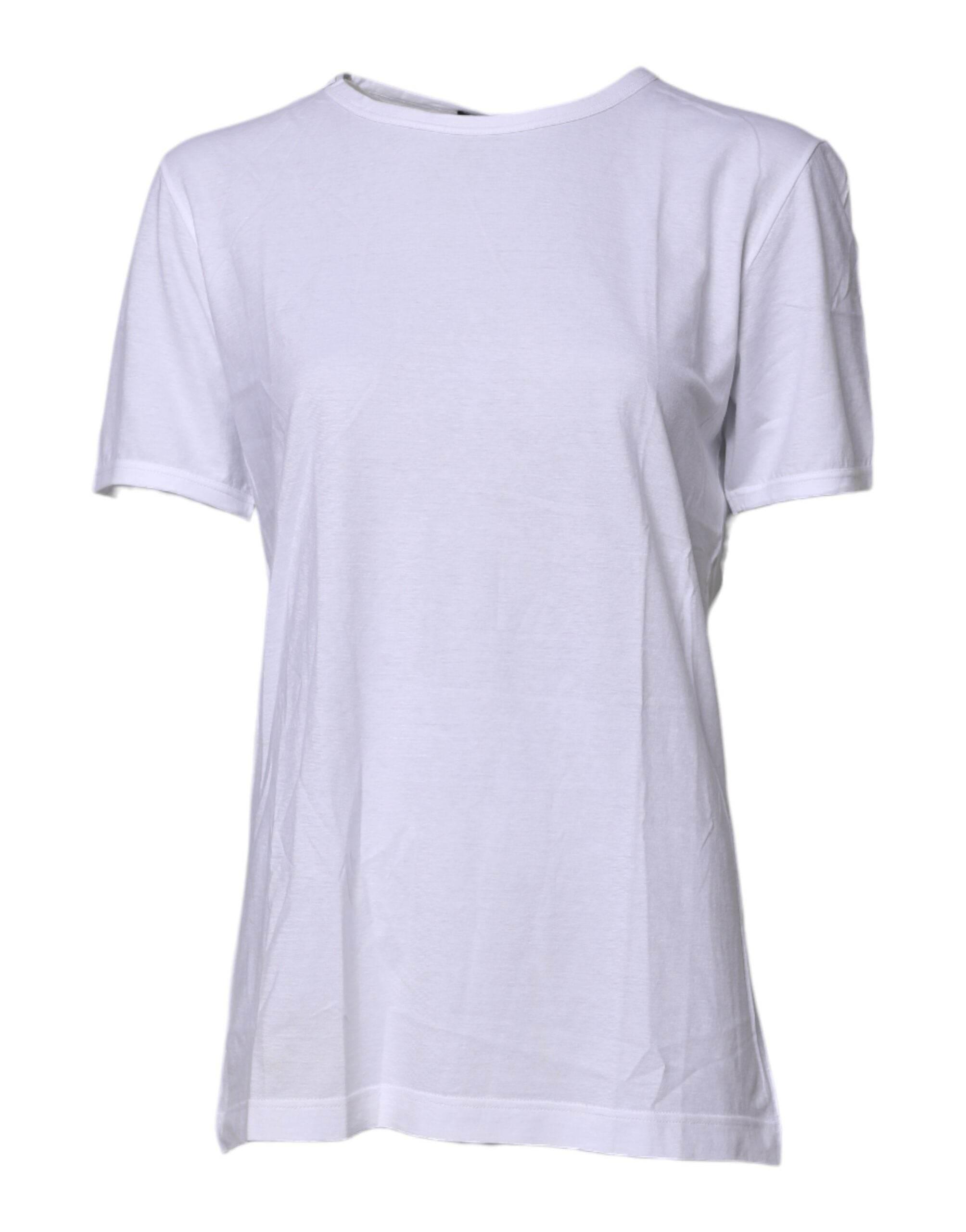 Dolce & Gabbana White Short Sleeves Round Neck Top T-shirt - Hilstor