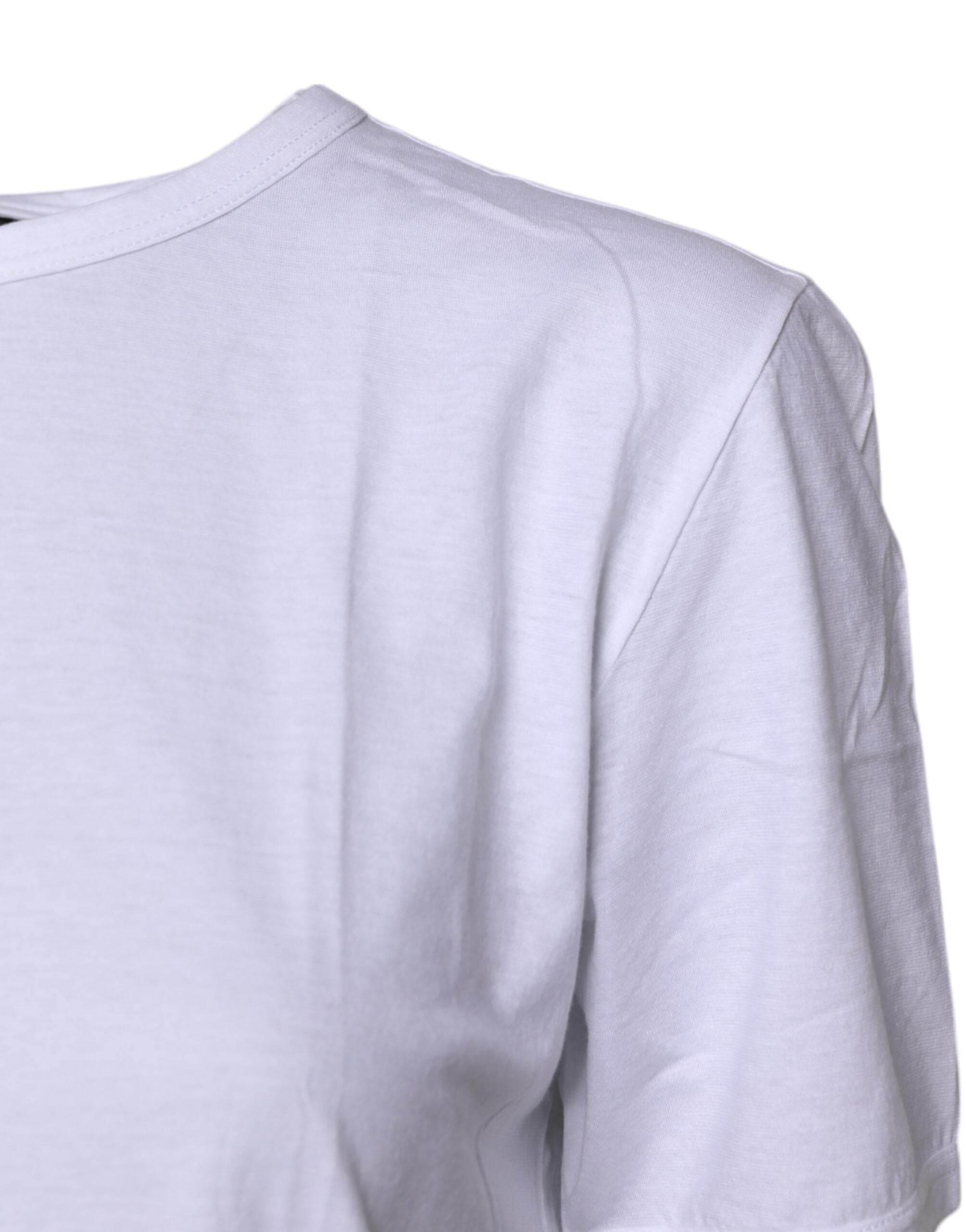 Dolce & Gabbana White Short Sleeves Round Neck Top T-shirt - Hilstor