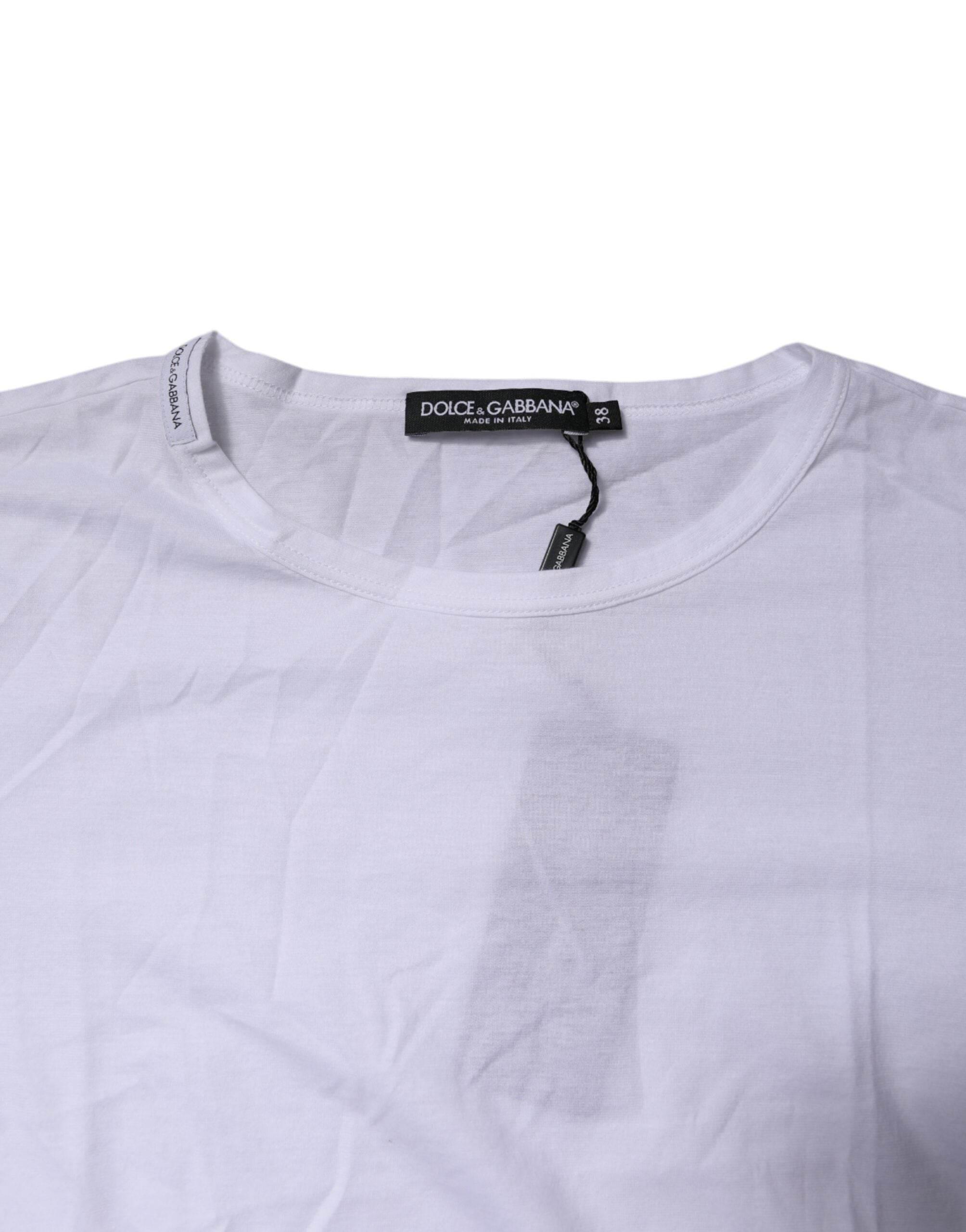 Dolce & Gabbana White Short Sleeves Round Neck Top T-shirt - Hilstor