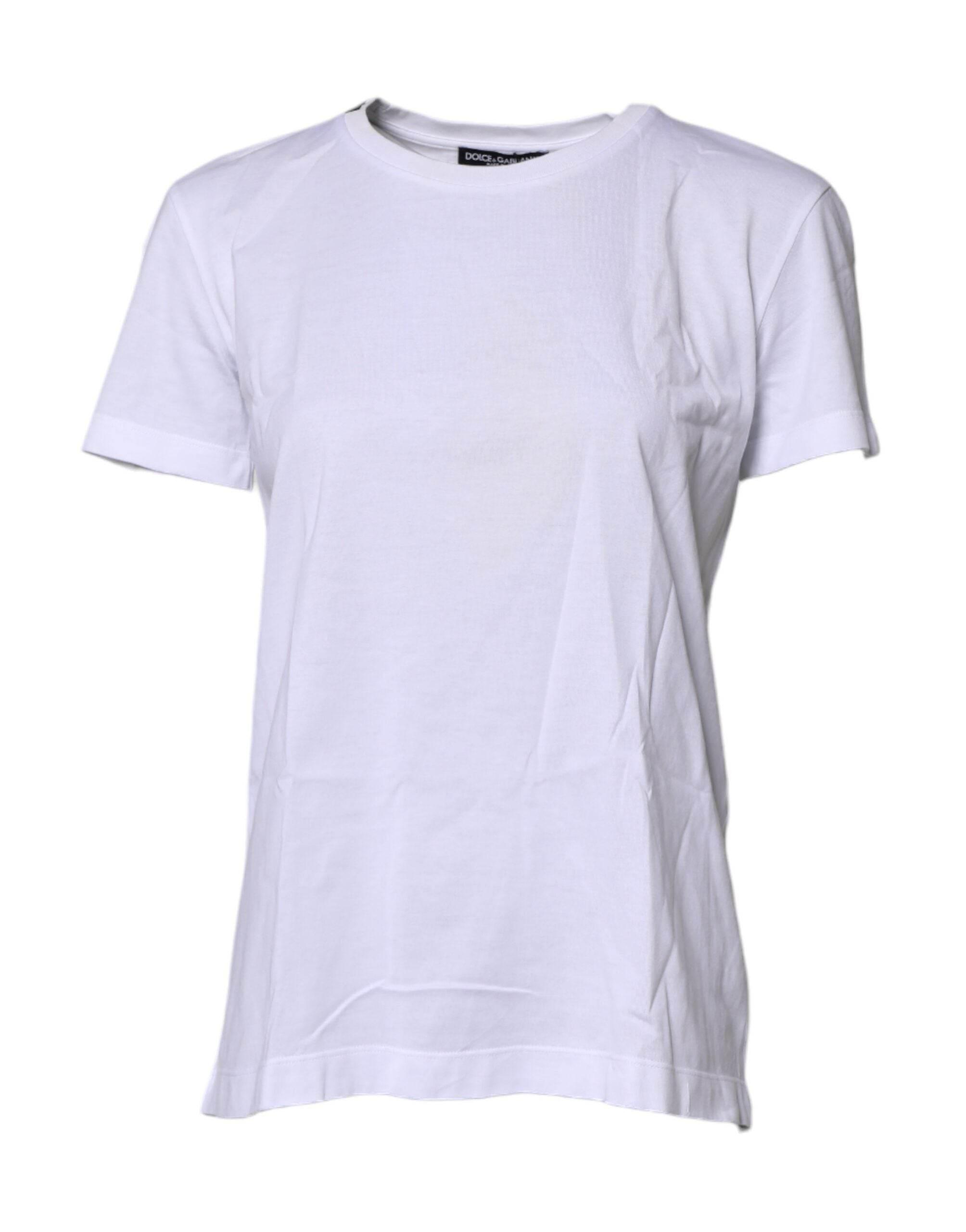 Dolce & Gabbana White Short Sleeves Round Neck Top T-shirt - Hilstor