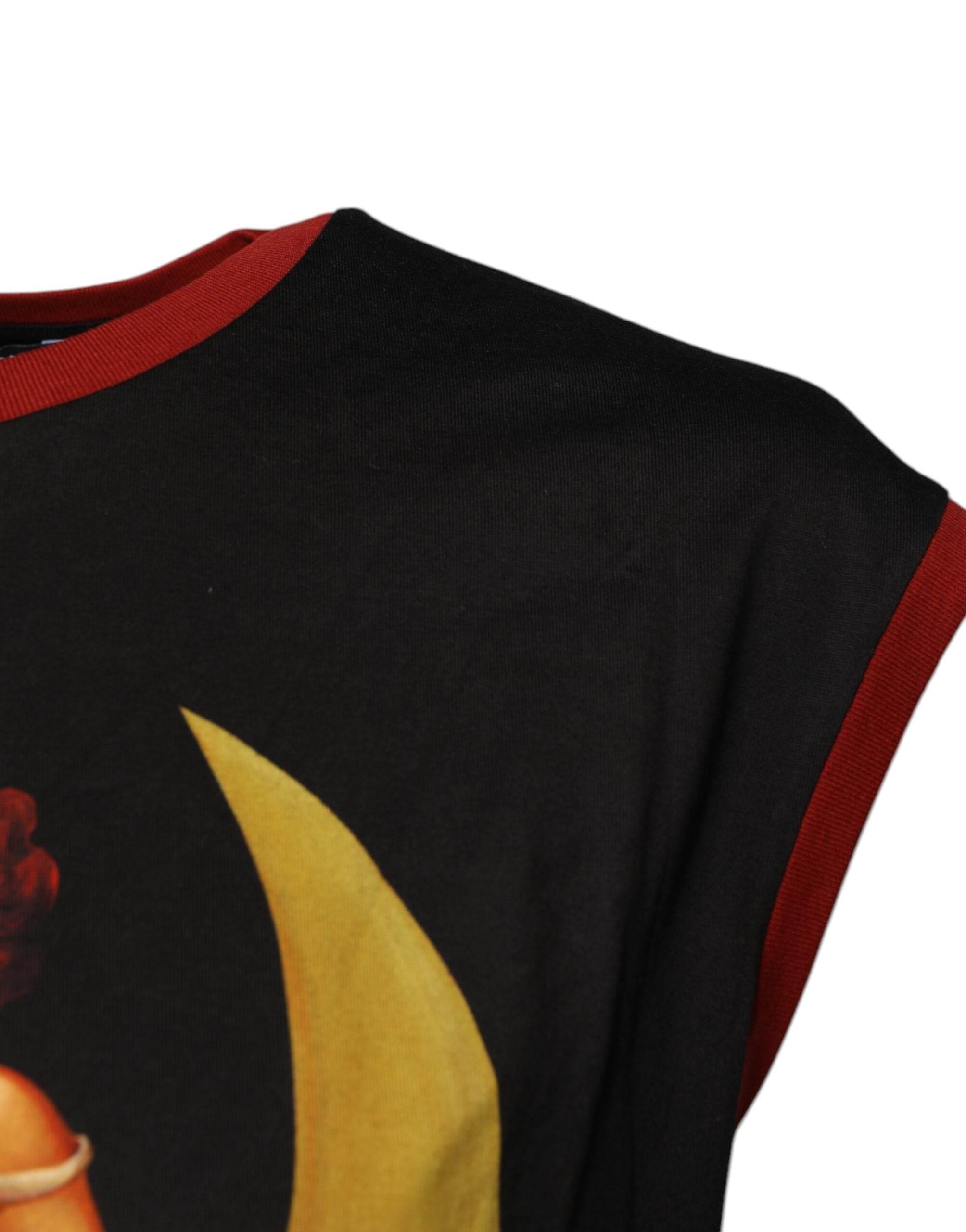 Dolce & Gabbana Black Pin Up Cotton Round Neckline Tank Top - Hilstor