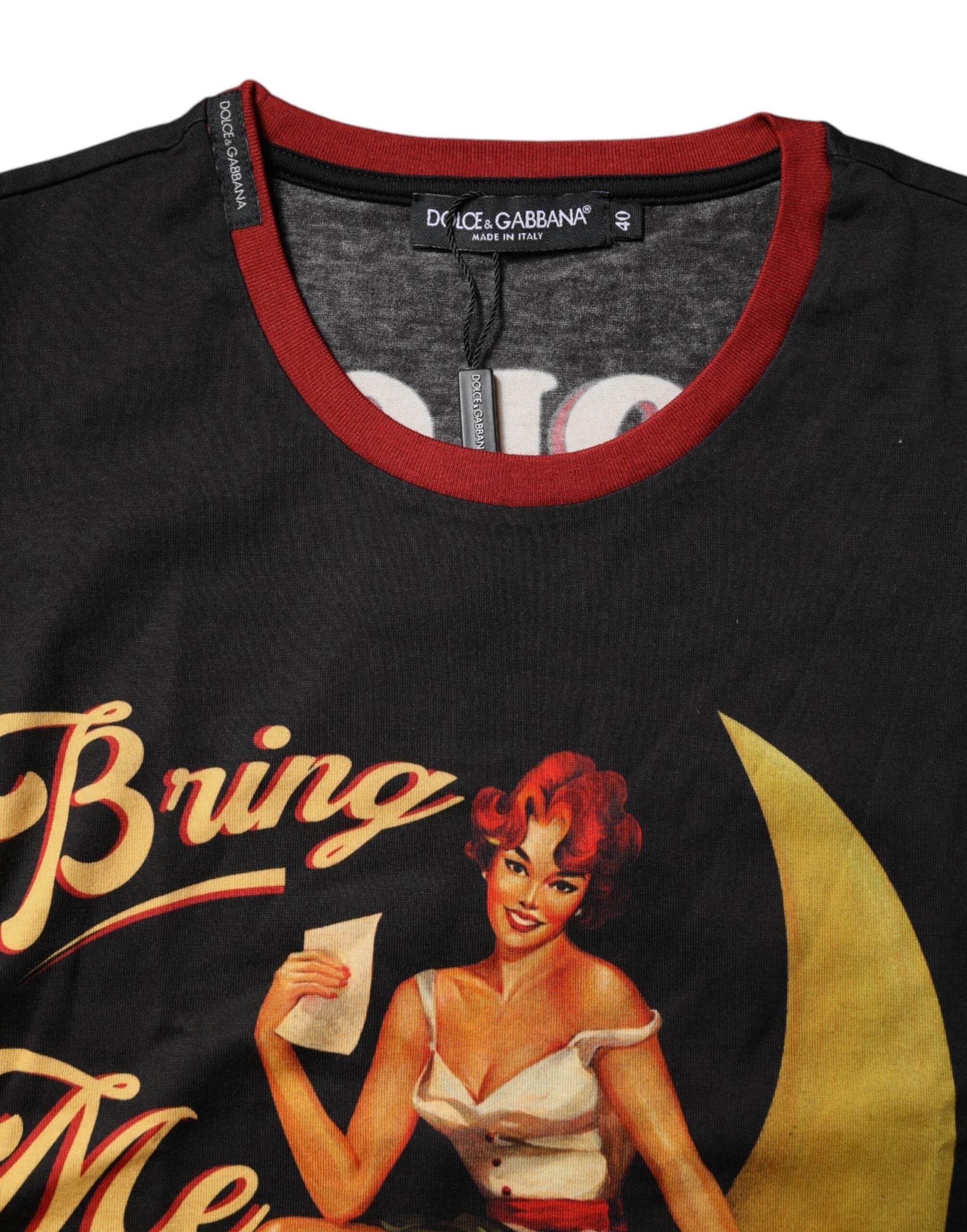 Dolce & Gabbana Black Pin Up Cotton Round Neckline Tank Top - Hilstor