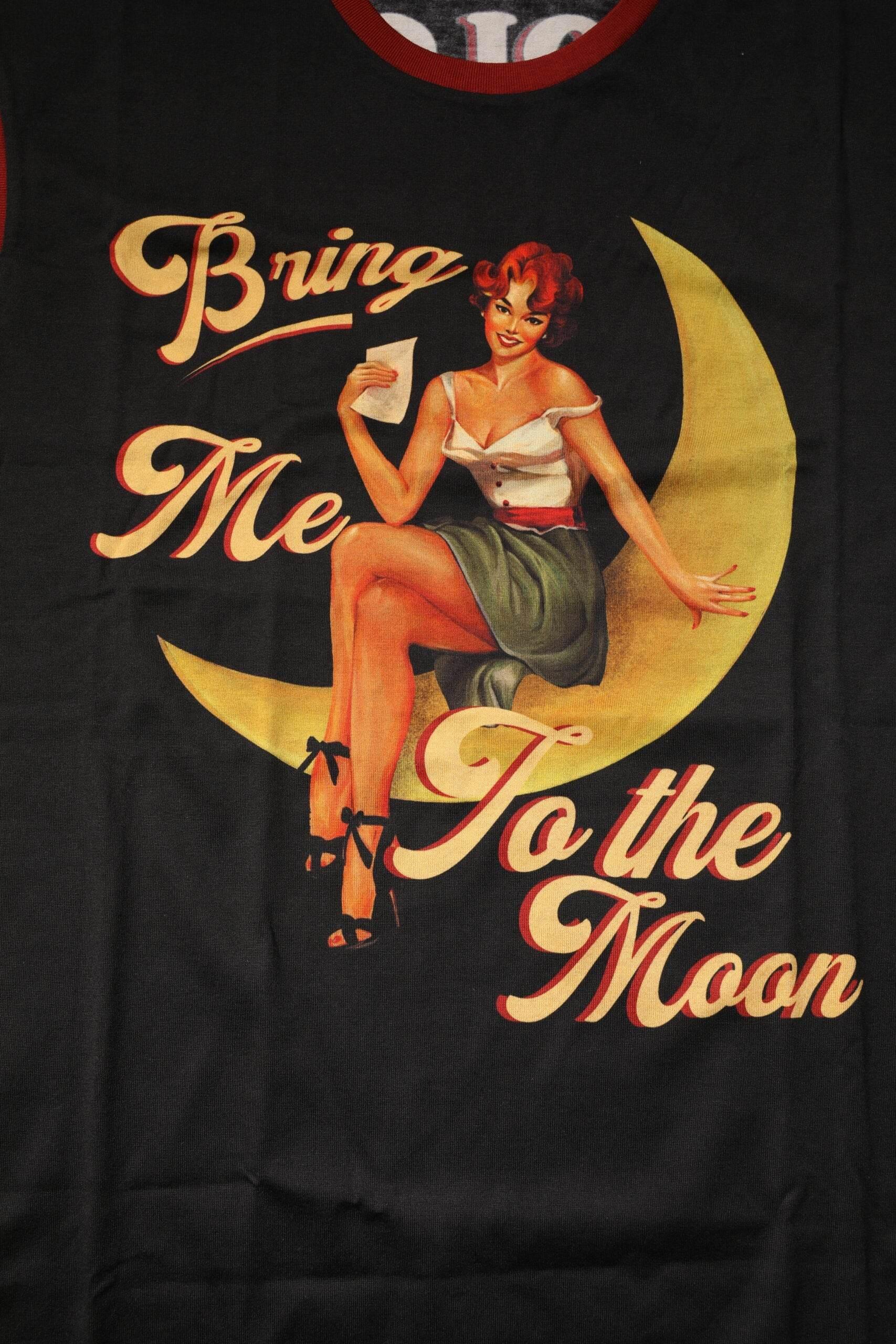 Dolce & Gabbana Black Pin Up Cotton Round Neckline Tank Top - Hilstor