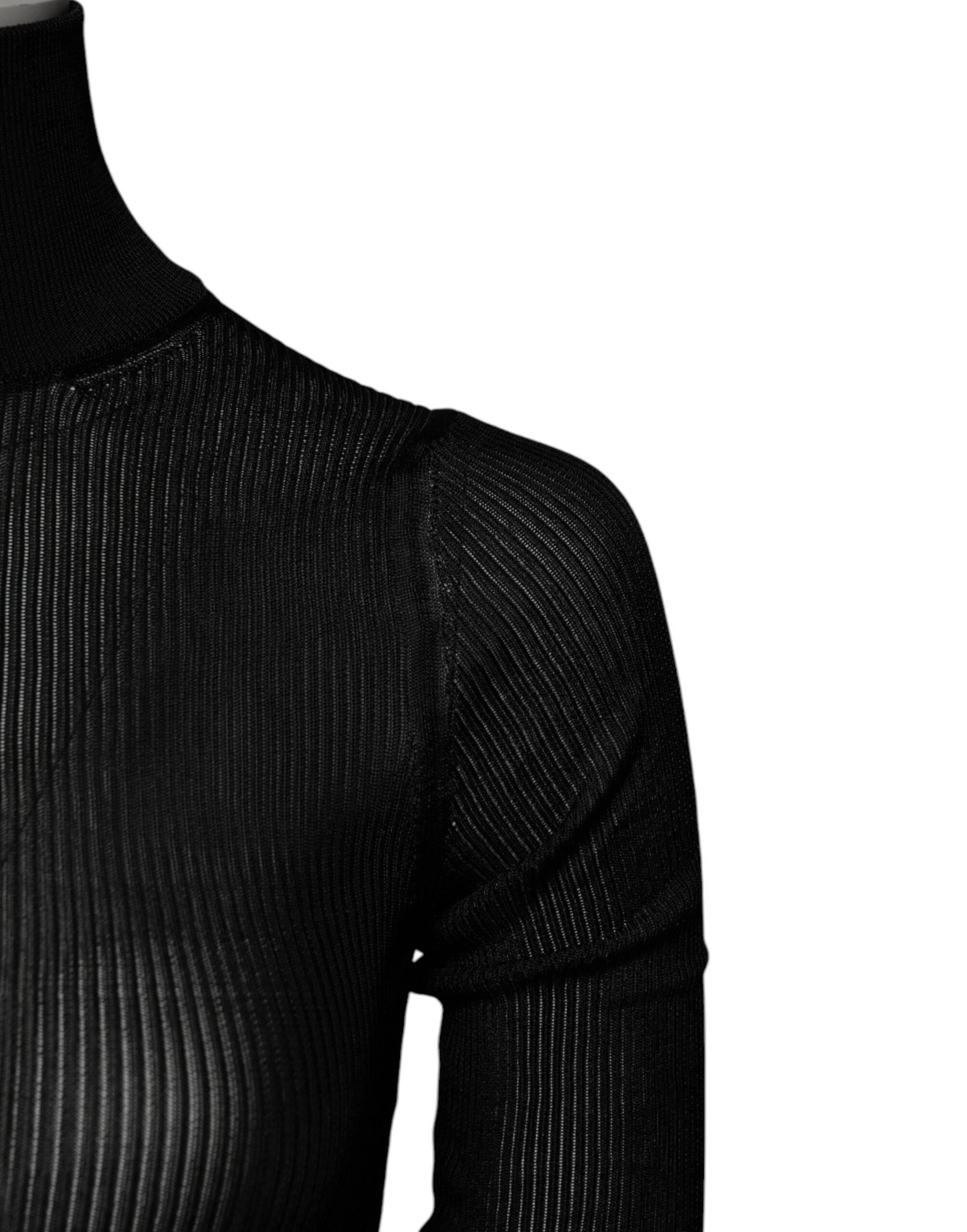Dolce & Gabbana Black Knit Long Sleeves Turtleneck Slim Top - Hilstor