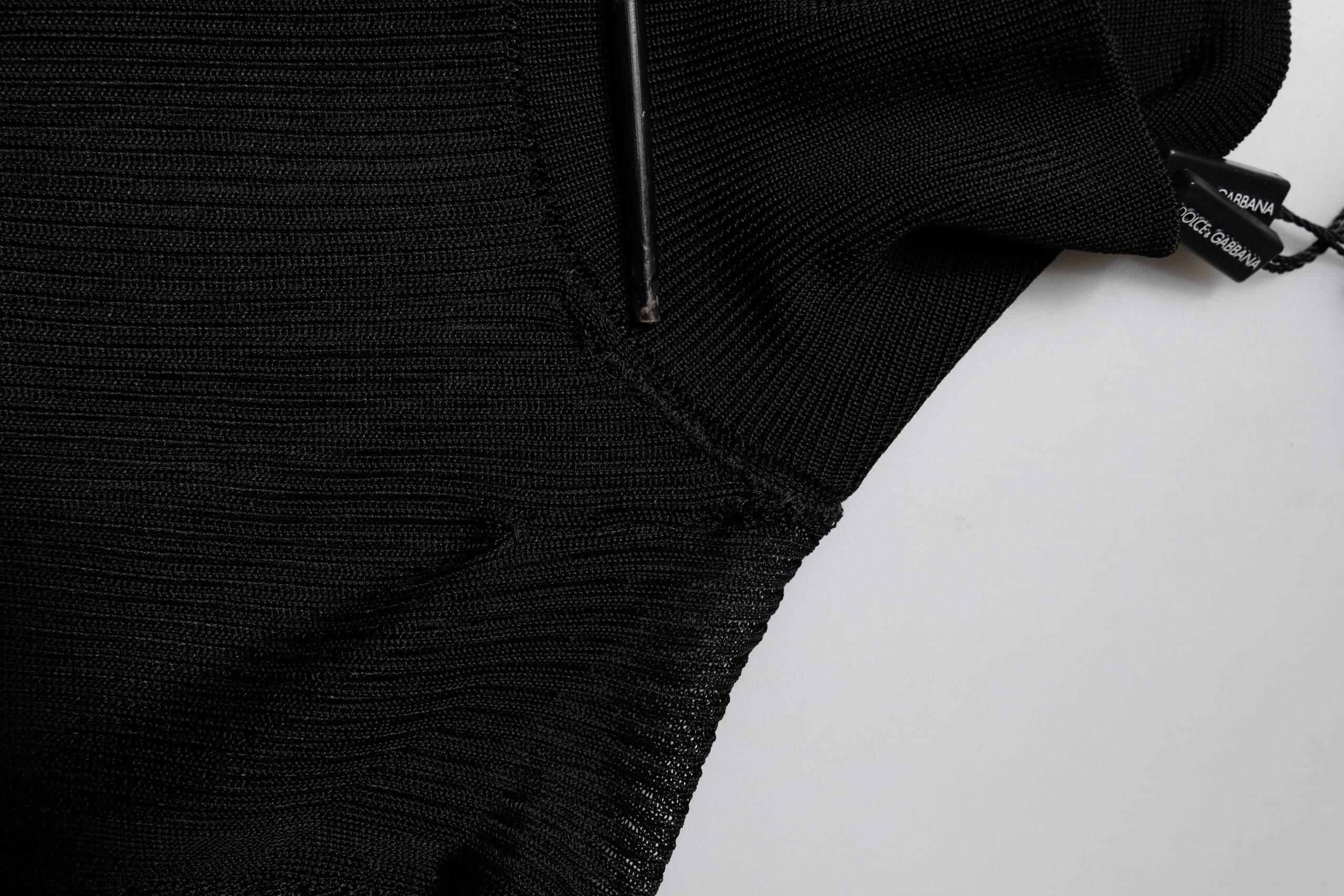 Dolce & Gabbana Black Knit Long Sleeves Turtleneck Slim Top - Hilstor