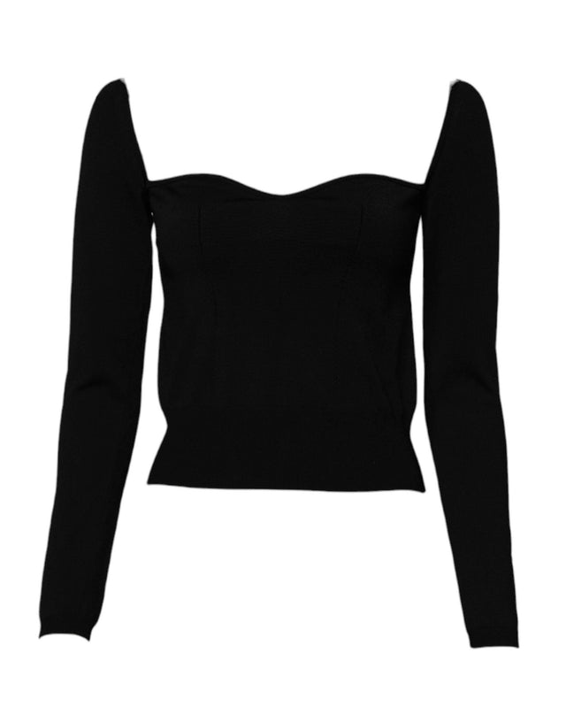 Dolce & Gabbana Black Square Neckline Long Sleeves Sweater - Hilstor