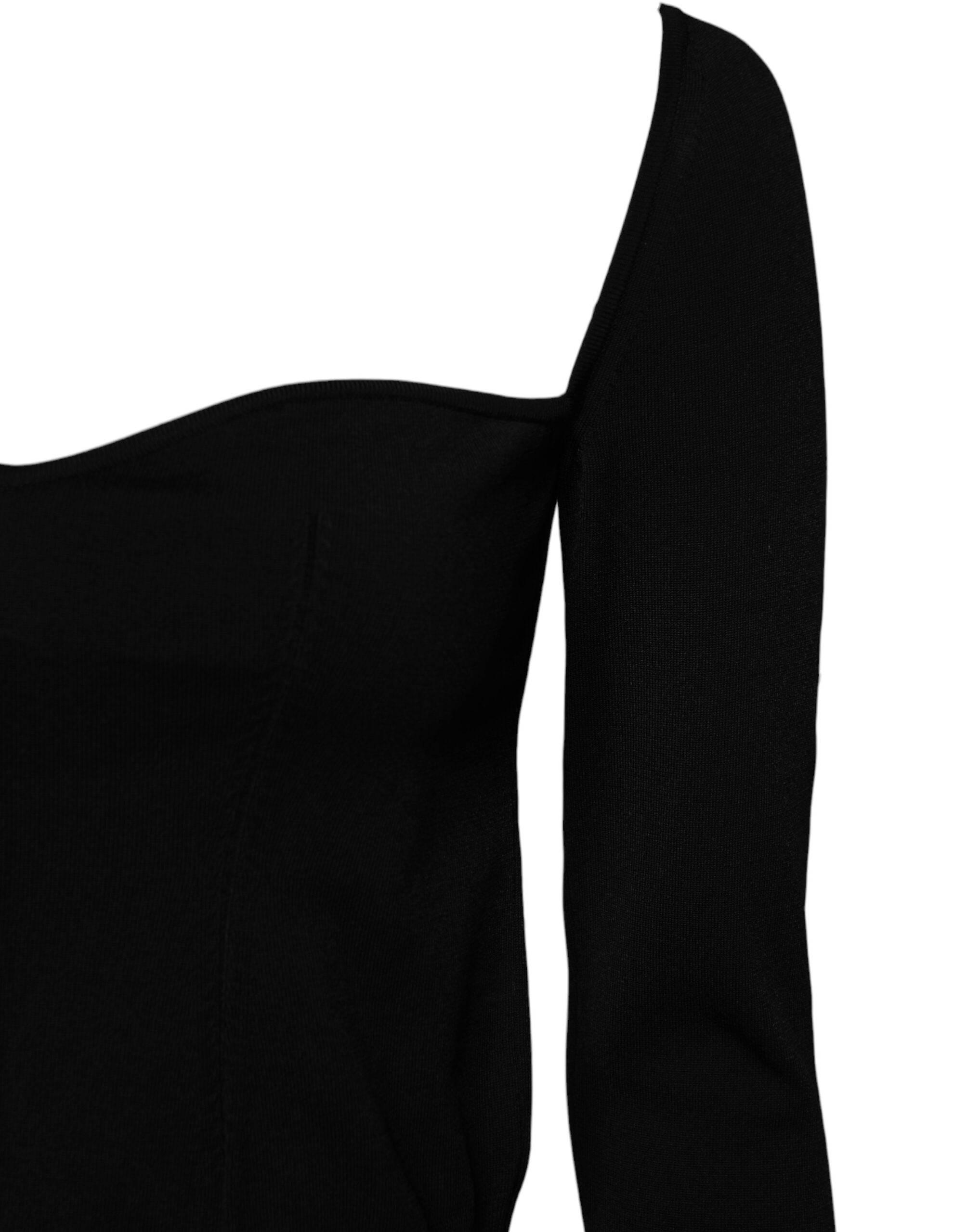 Dolce & Gabbana Black Square Neckline Long Sleeves Sweater - Hilstor