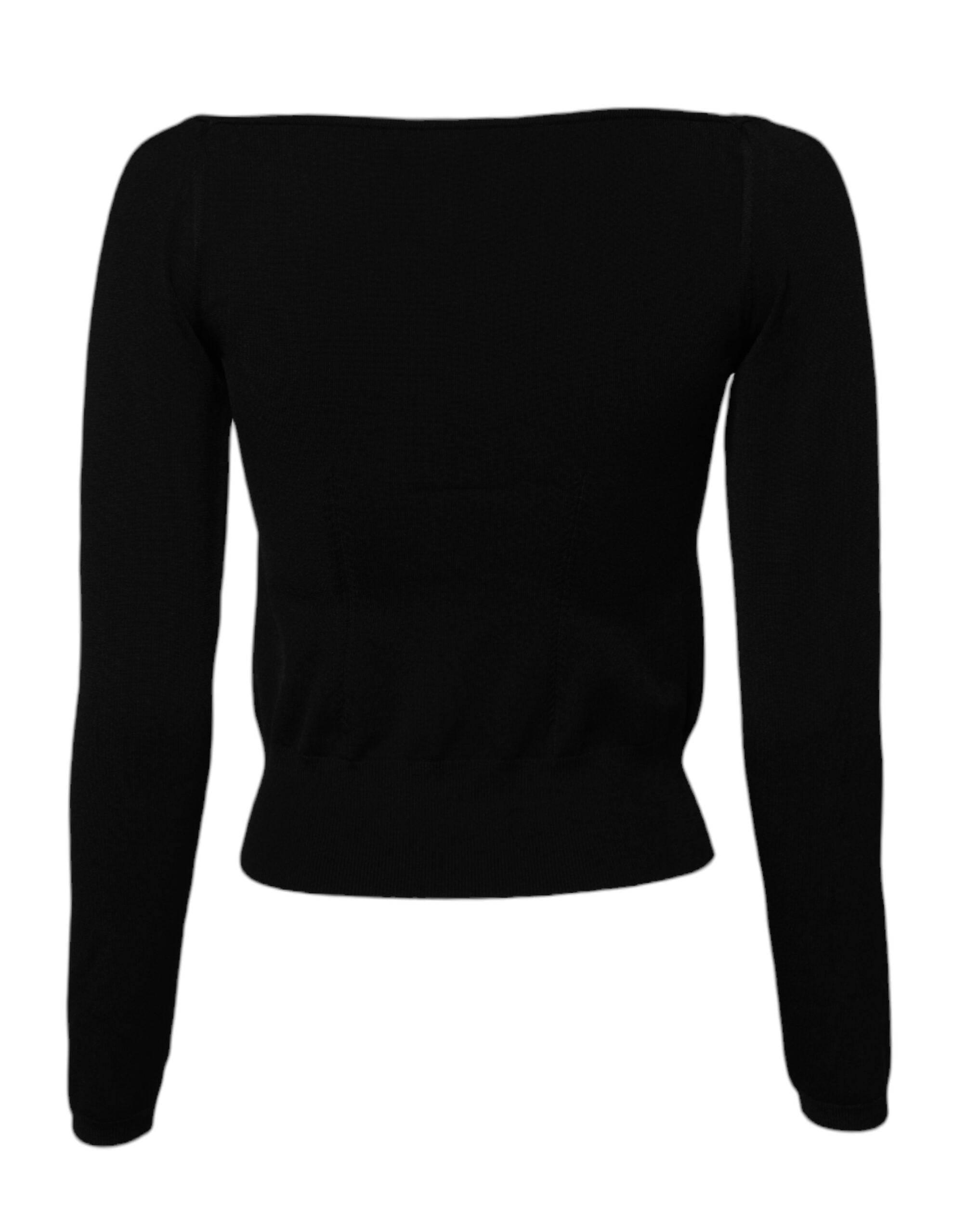 Dolce & Gabbana Black Square Neckline Long Sleeves Sweater - Hilstor