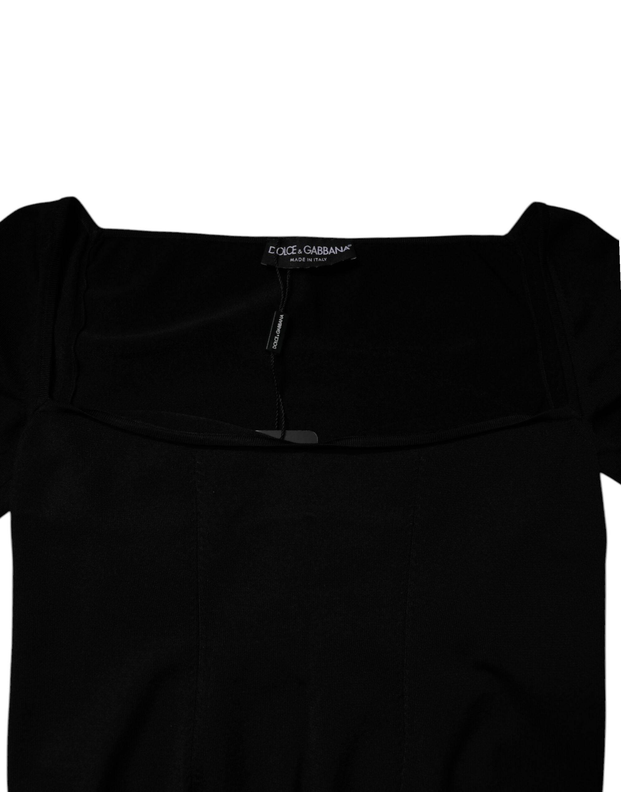 Dolce & Gabbana Black Square Neckline Long Sleeves Sweater - Hilstor