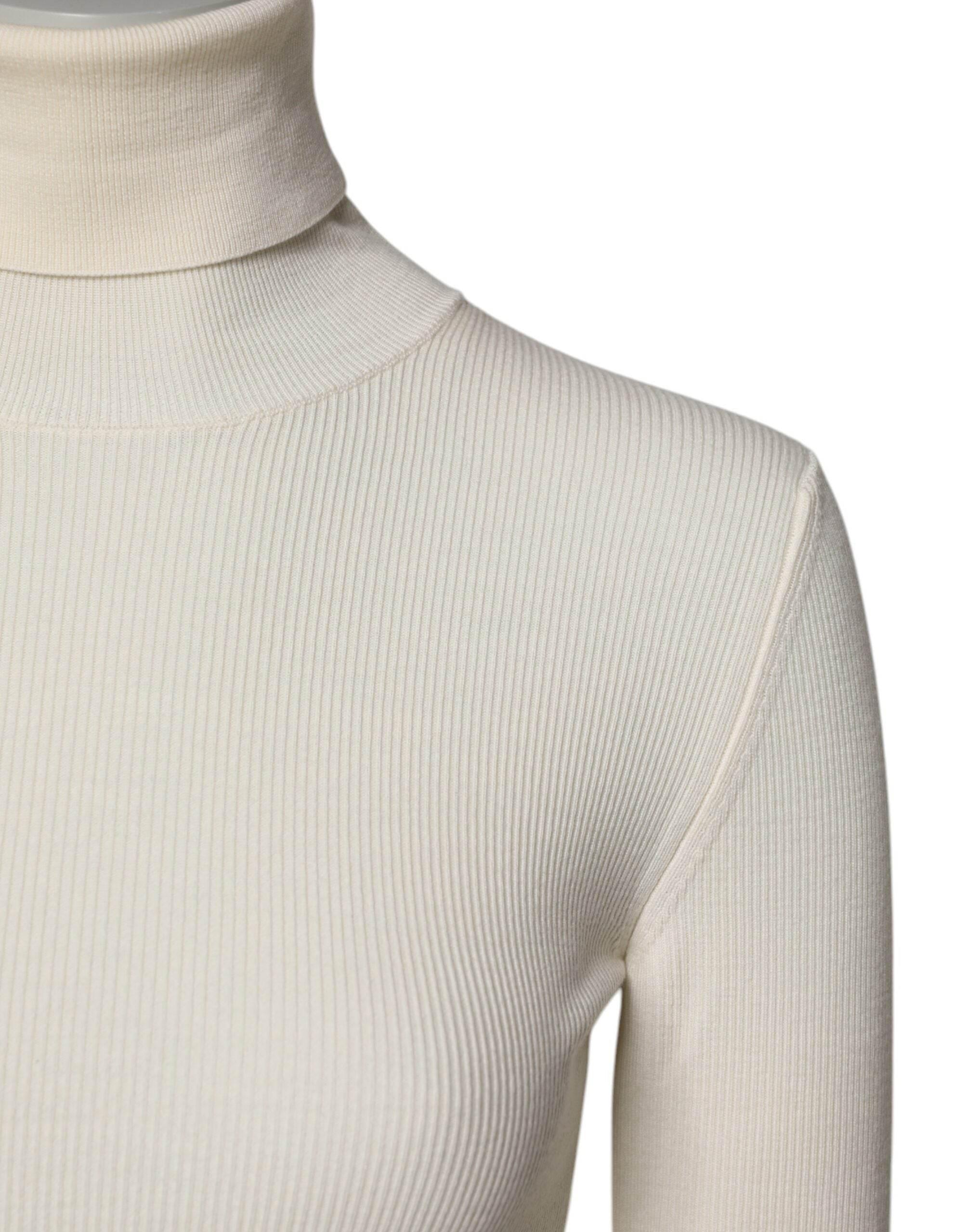 Dolce & Gabbana Cream Long Sleeves Turtleneck Slim Sweater - Hilstor