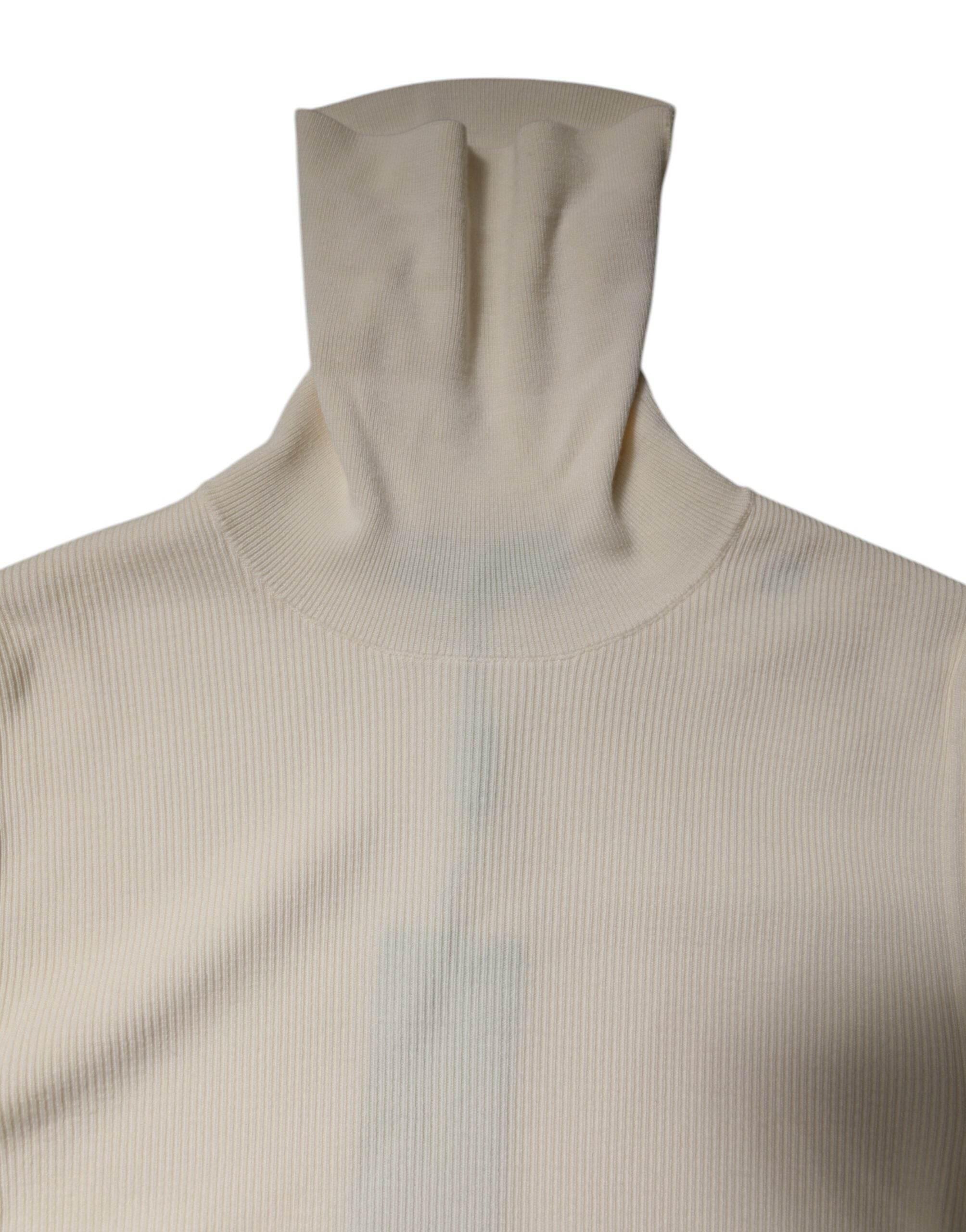 Dolce & Gabbana Cream Long Sleeves Turtleneck Slim Sweater - Hilstor