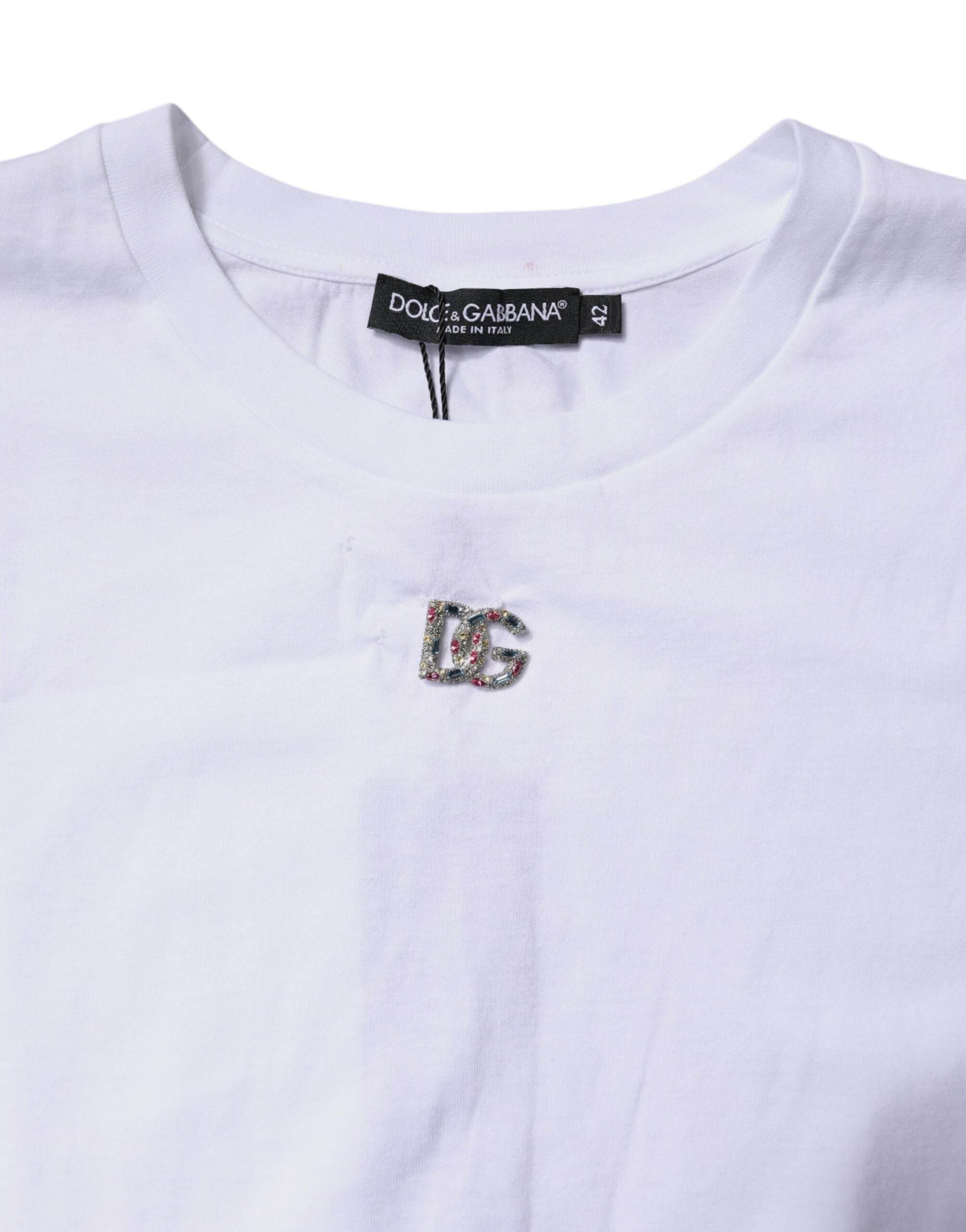 Dolce & Gabbana White Cotton Sleeveless Round Neck Tank Top - Hilstor
