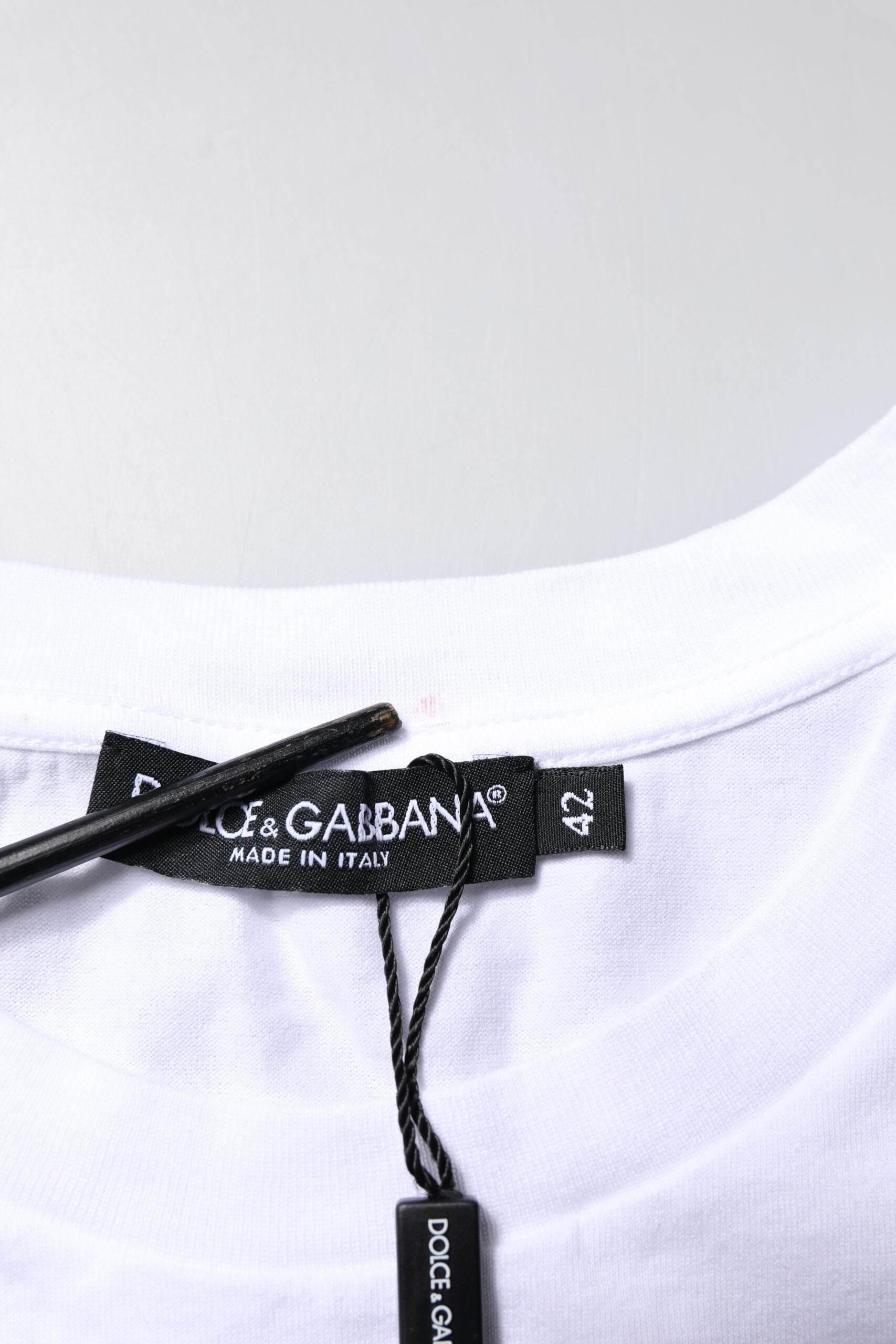 Dolce & Gabbana White Cotton Sleeveless Round Neck Tank Top - Hilstor