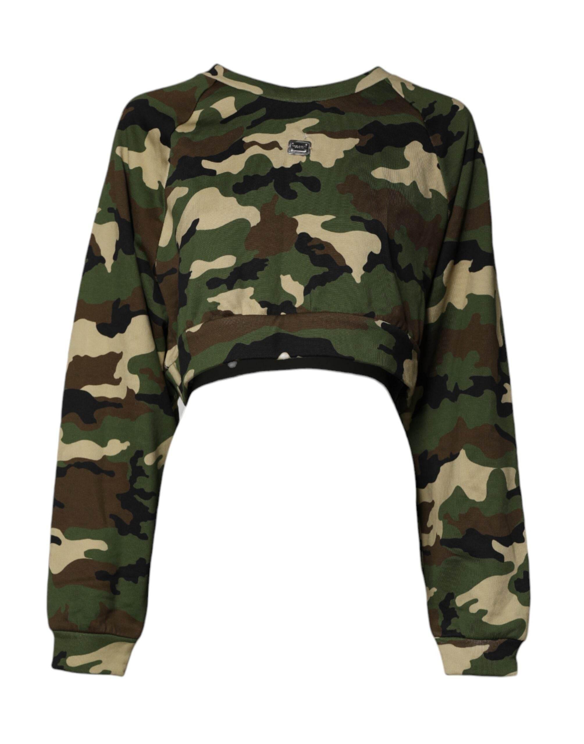 Dolce & Gabbana Multicolor Camou Cropped Sweatshirt Sweater - Hilstor