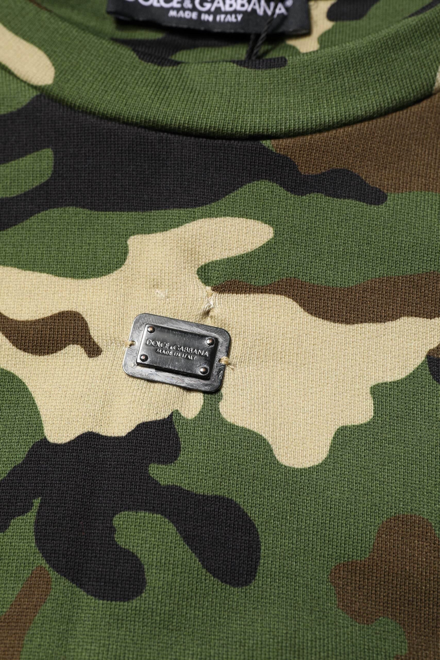 Dolce & Gabbana Multicolor Camou Cropped Sweatshirt Sweater - Hilstor