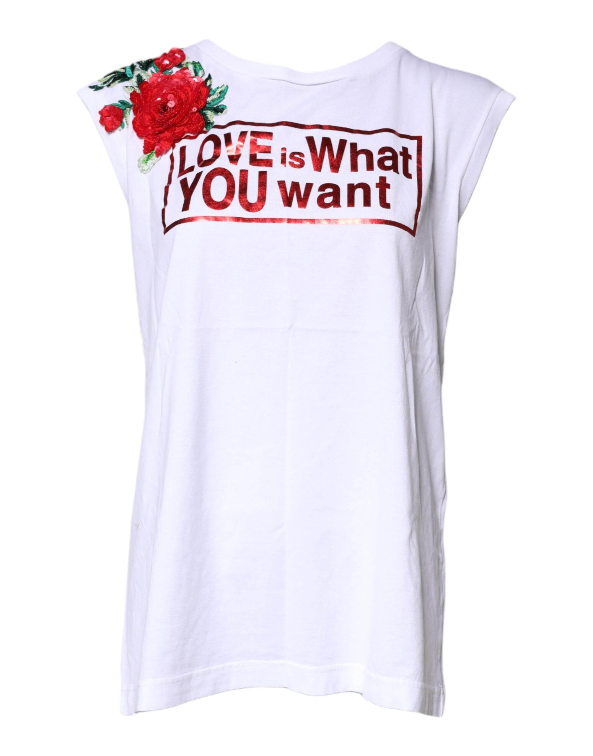 Dolce & Gabbana White Floral Graphic Print Sleeveless Tank Top - Hilstor