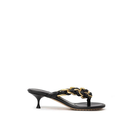 Bottega Veneta Black Leather Sandal - Hilstor