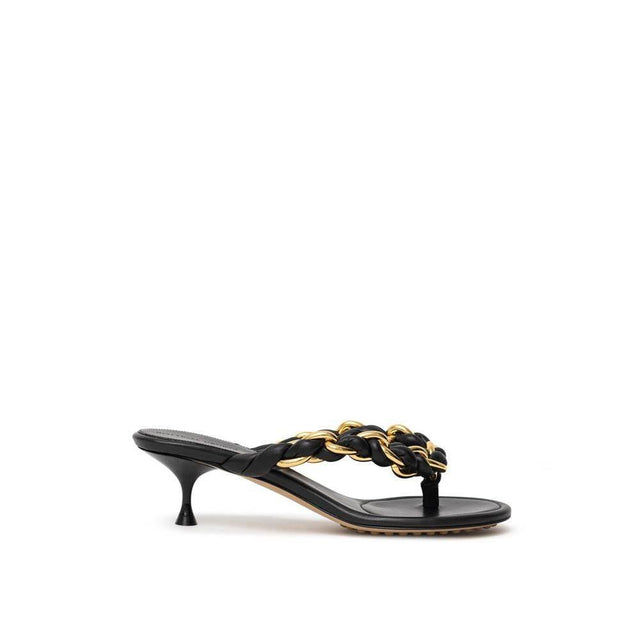Bottega Veneta Black Leather Sandal - Hilstor