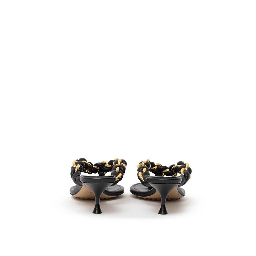 Bottega Veneta Black Leather Sandal - Hilstor