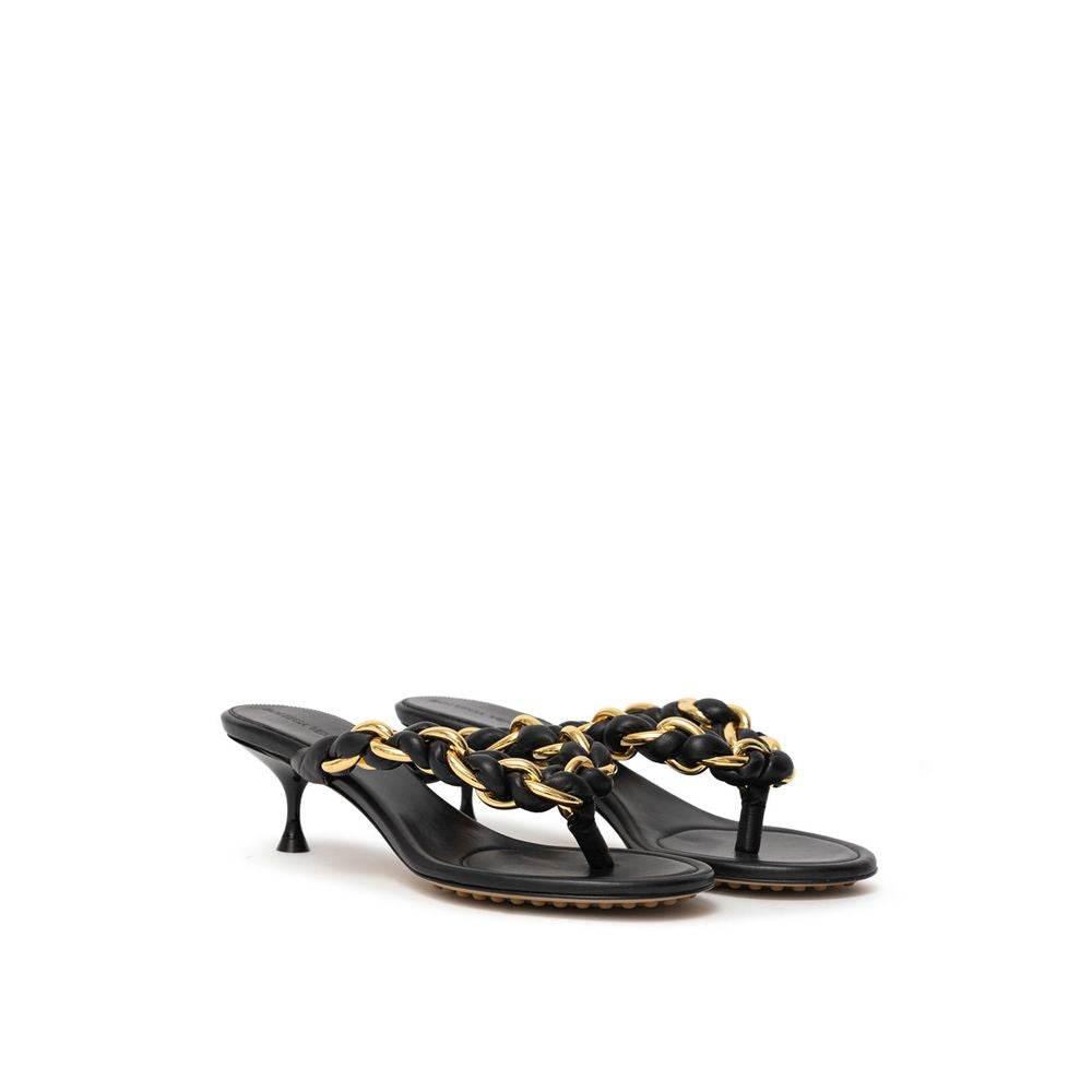 Bottega Veneta Black Leather Sandal - Hilstor
