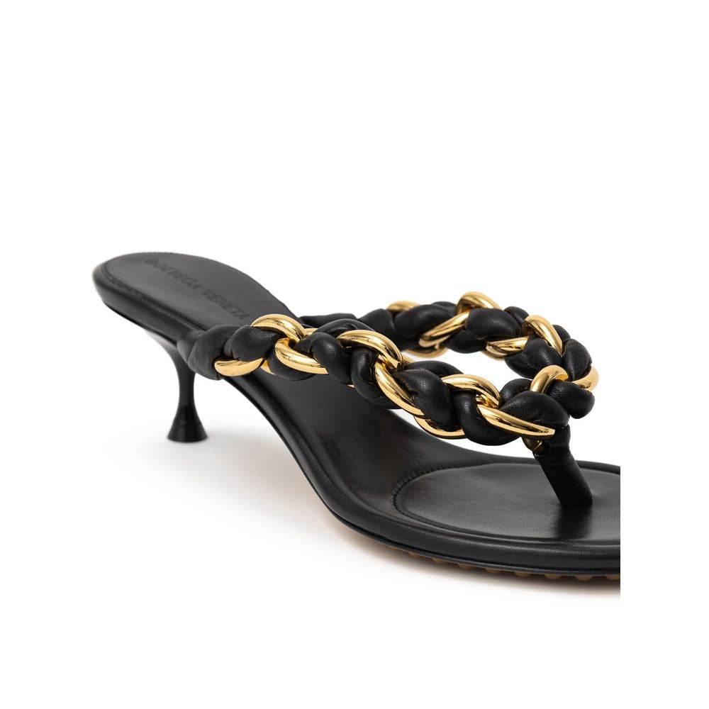 Bottega Veneta Black Leather Sandal - Hilstor