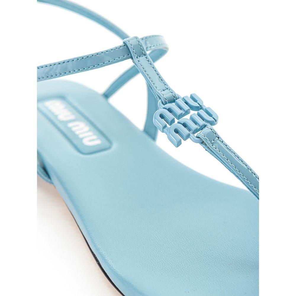 Miu Miu Blue Patent Leather Sandal - Hilstor