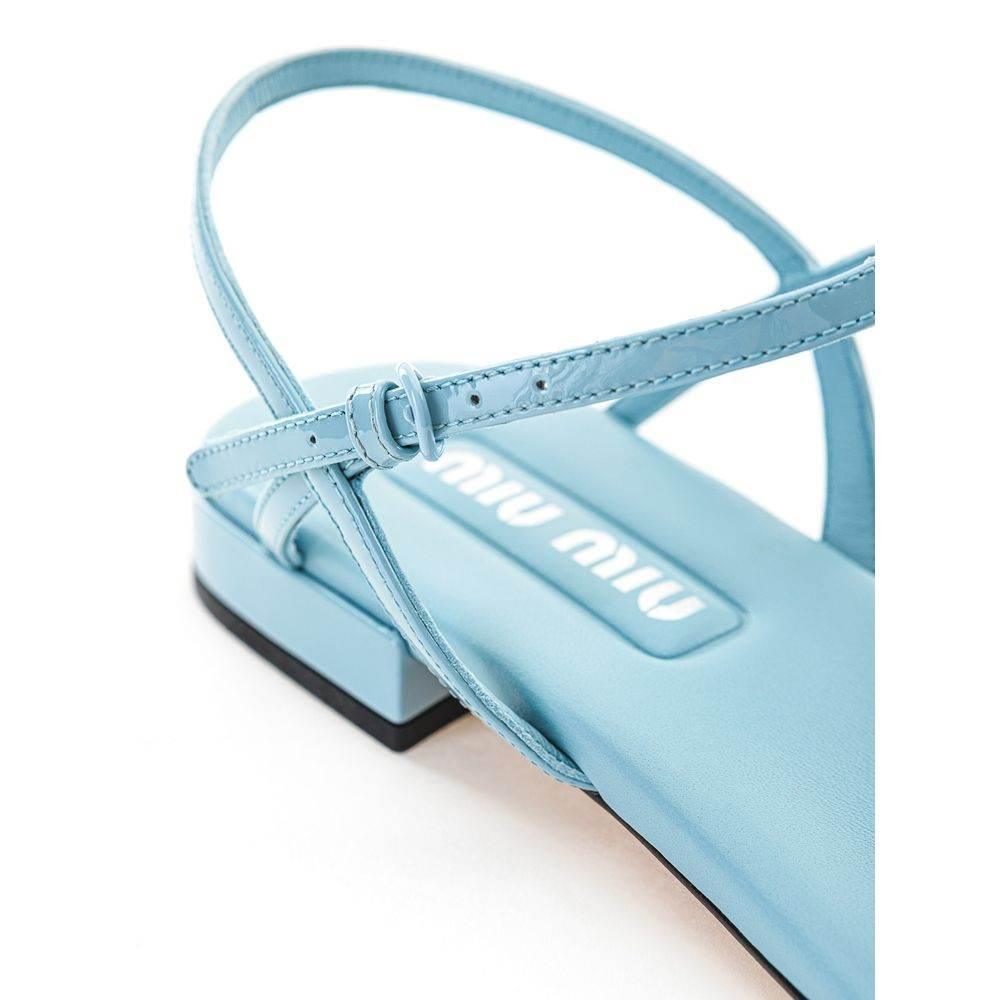 Miu Miu Blue Patent Leather Sandal - Hilstor