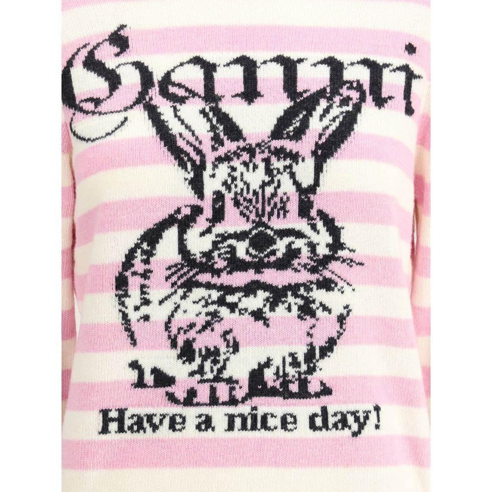 Ganni Striped sweater with rabbit - Hilstor