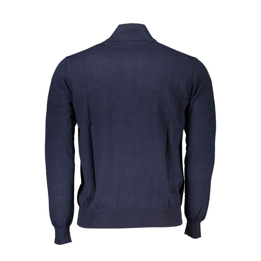 Harmont & Blaine Chic Half-Zip Blue Sweater with Embroidery Detail - Hilstor